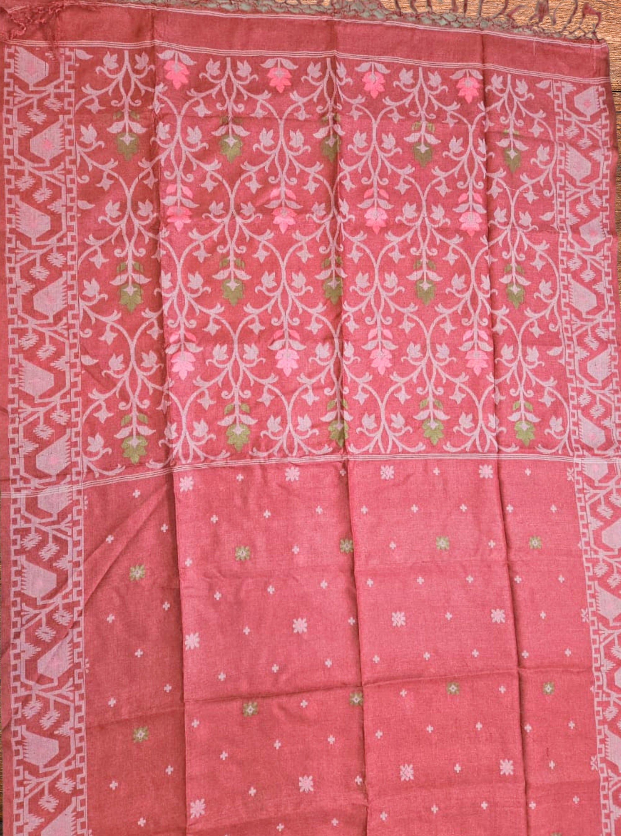 Gulnar Handloom Jamdani Tussar Saree