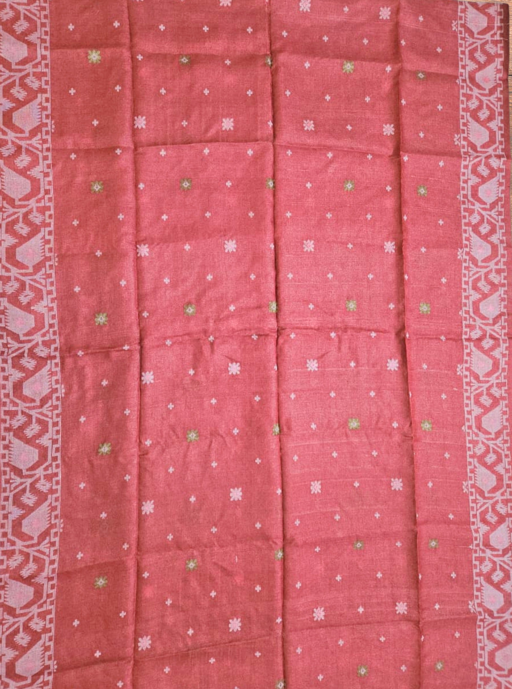 Parul Handloom Jamdani Tussar Saree - with Silk Mark