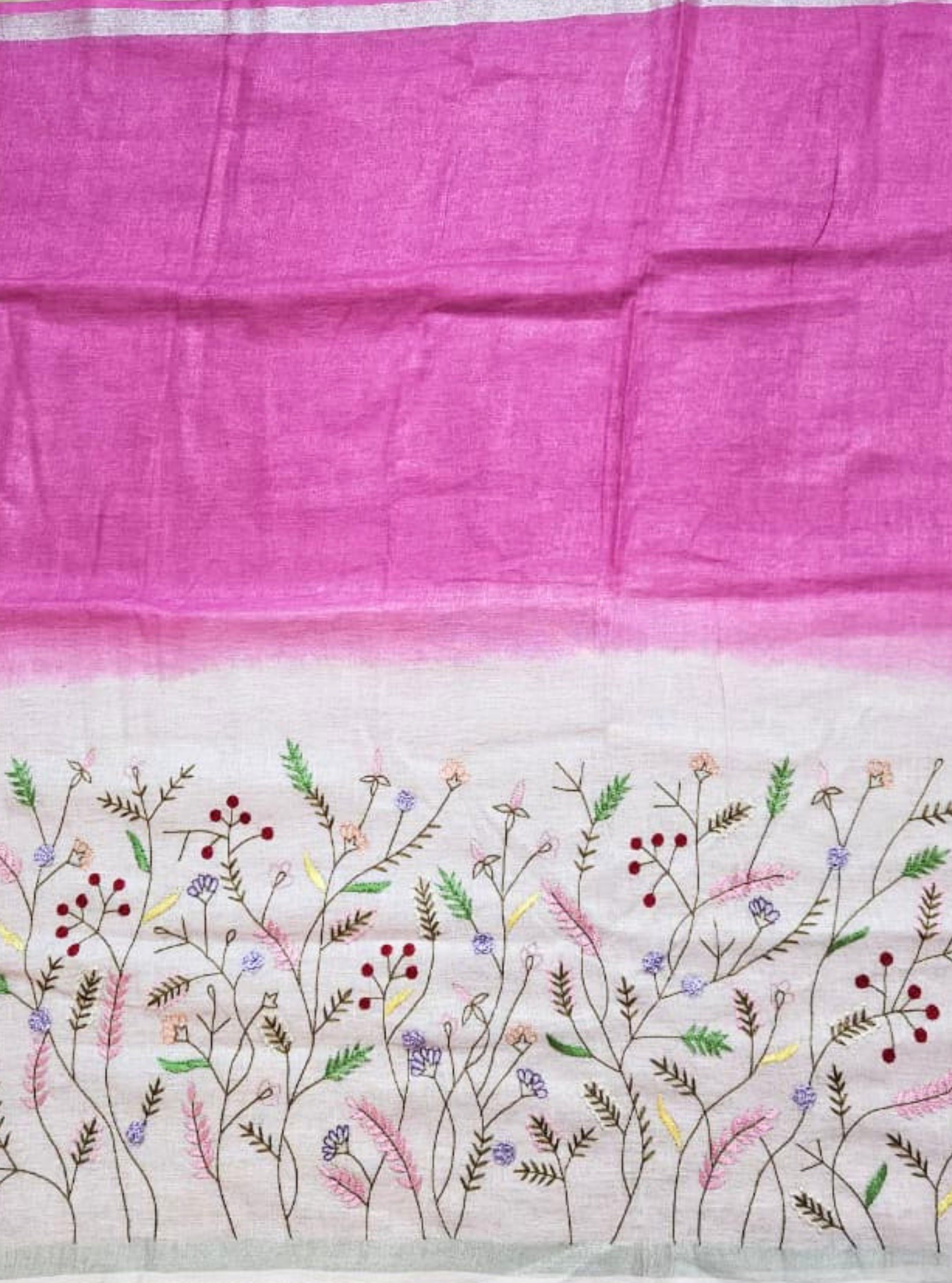Sanjana Hand-embroidered Linen Saree