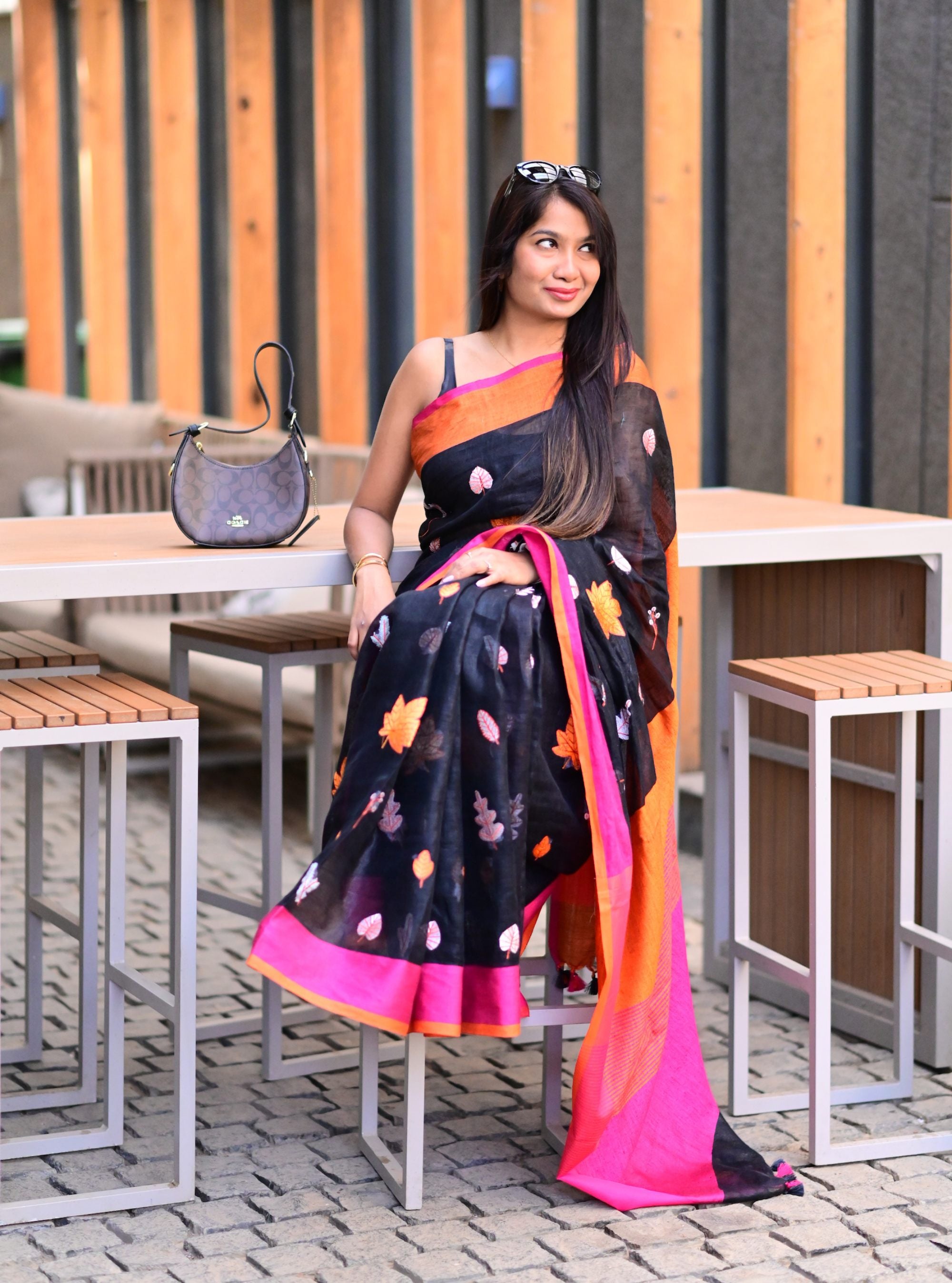 Nikita Pure Linen Embroidery Saree