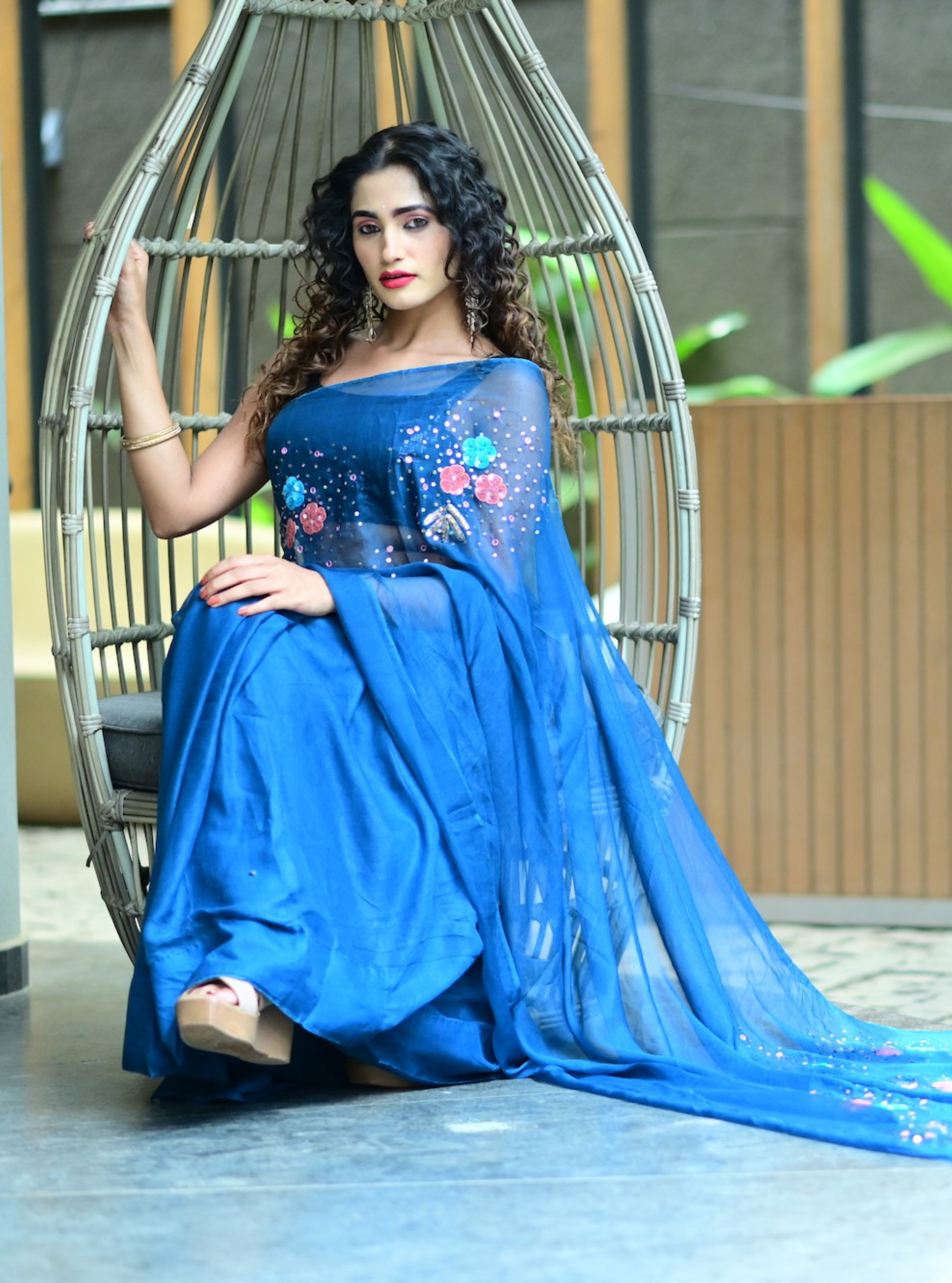 Myra Hand-embroidered Chiffon Saree
