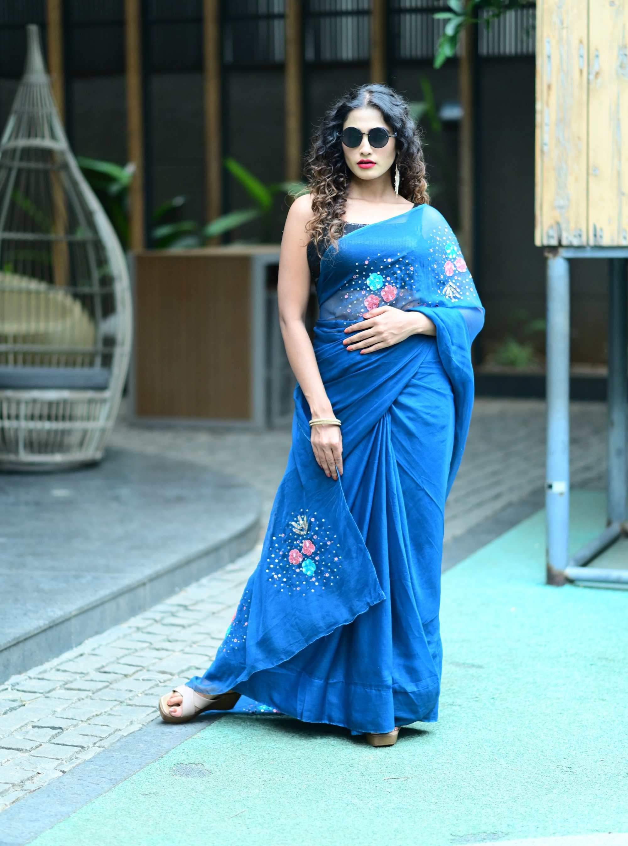 Myra Hand-embroidered Chiffon Saree