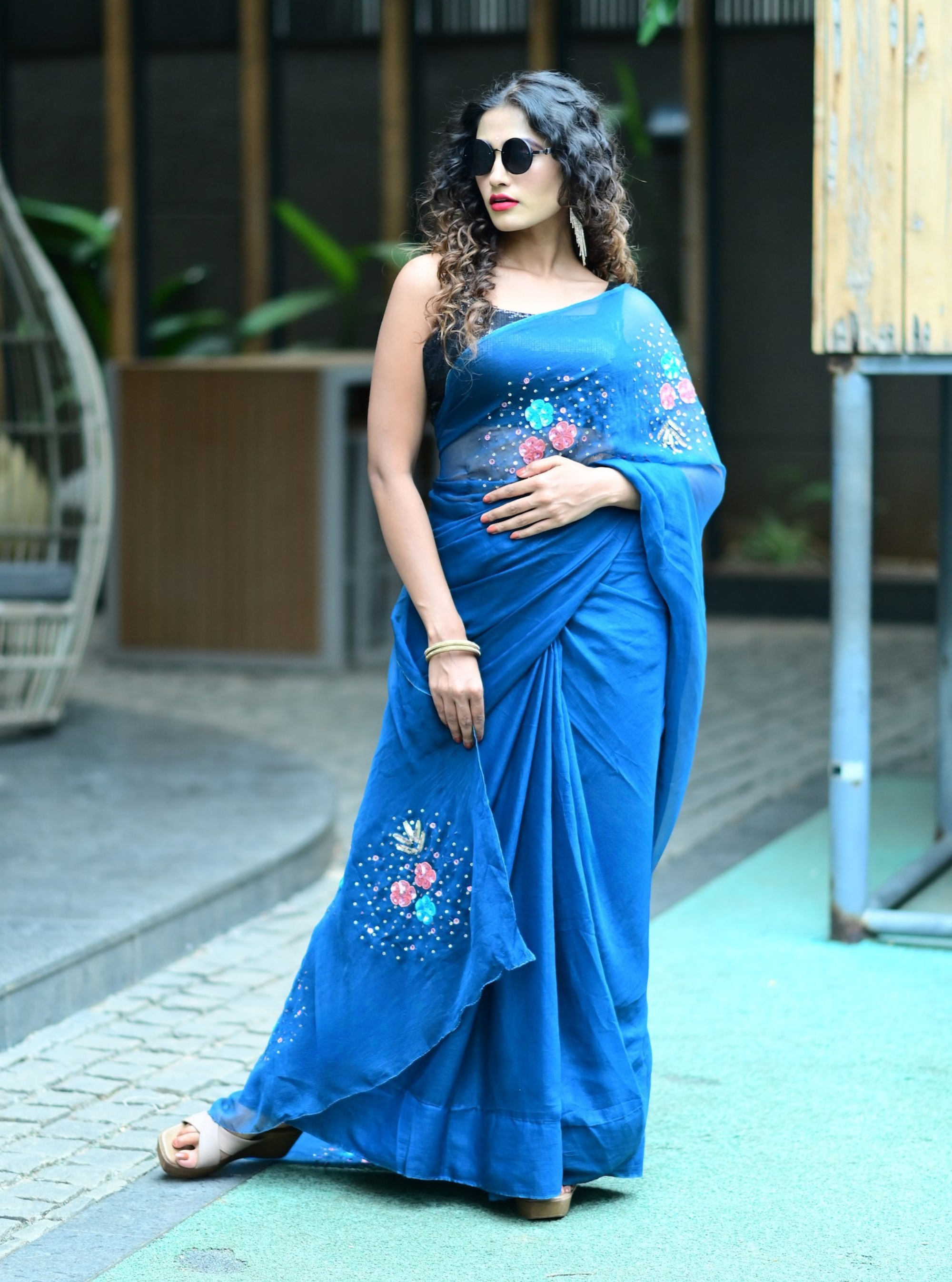 Myra Hand-embroidered Chiffon Saree