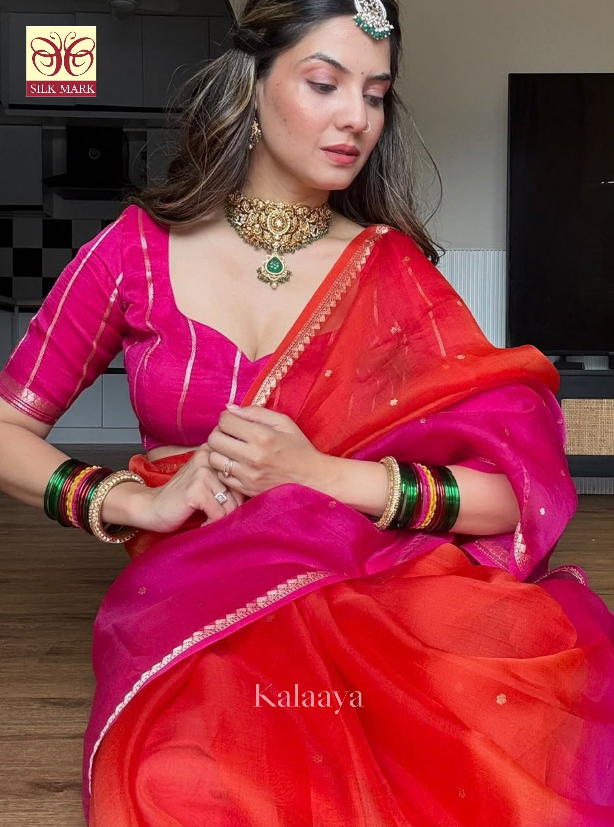 Radha Banarasi Kora Silk Saree - with Silk Mark