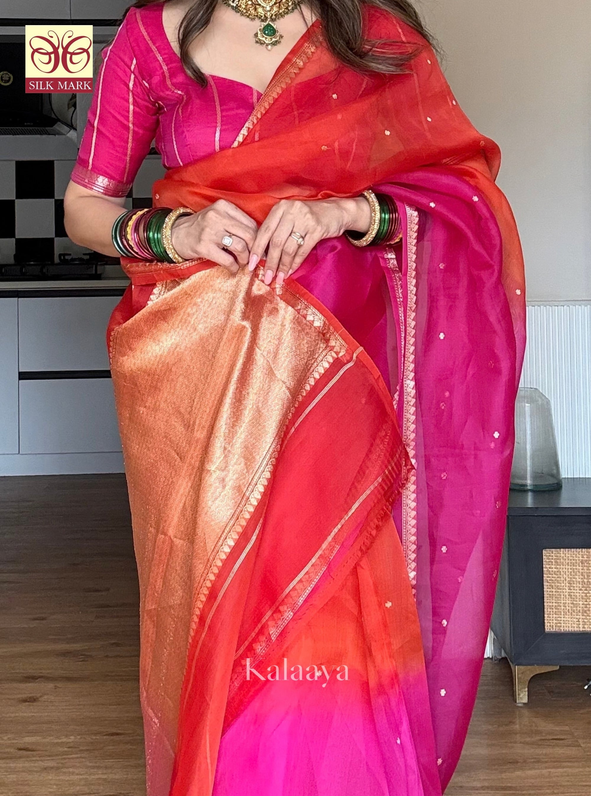Radha Banarasi Kora Silk Saree - with Silk Mark
