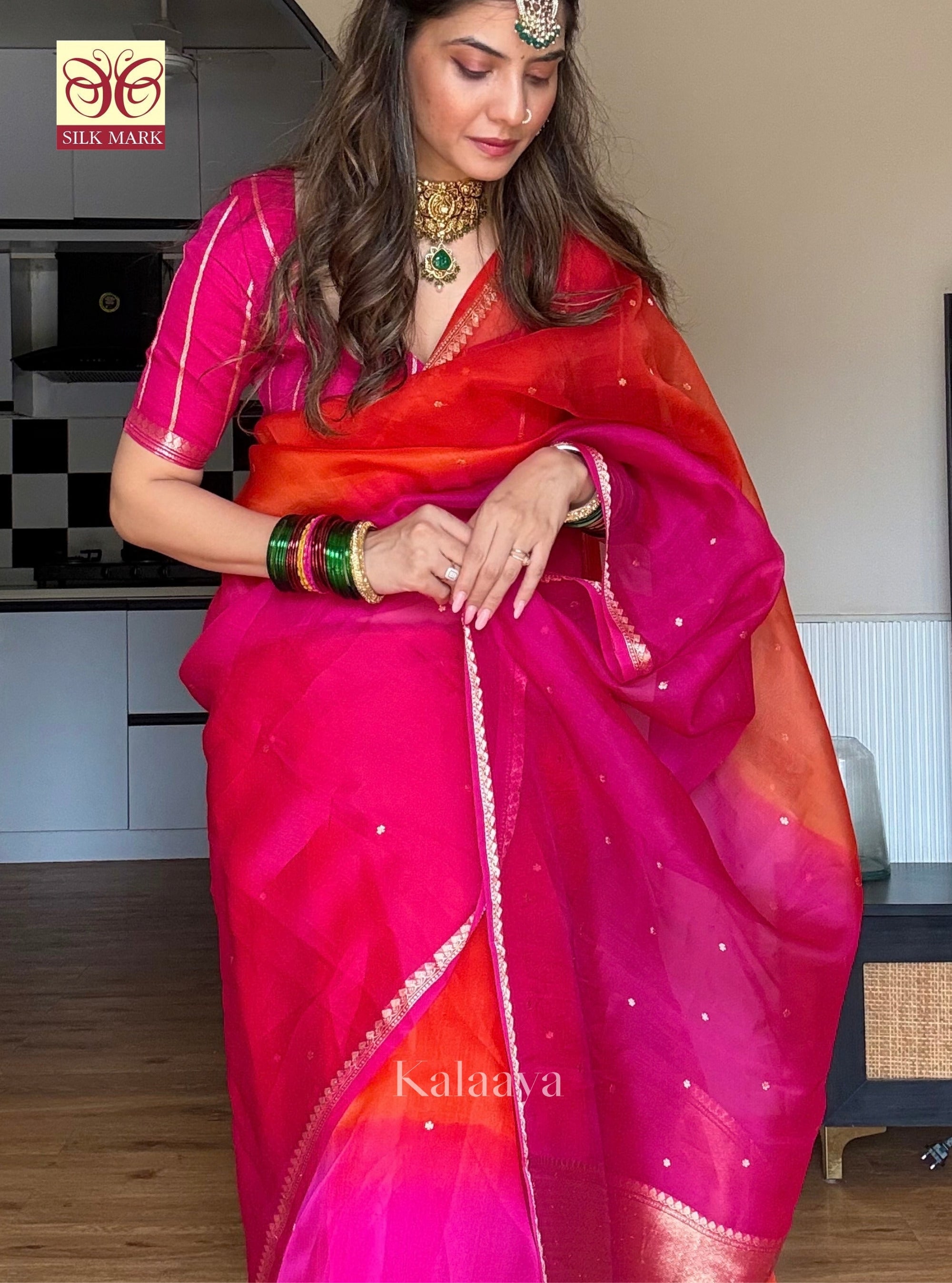 Radha Banarasi Kora Silk Saree - with Silk Mark