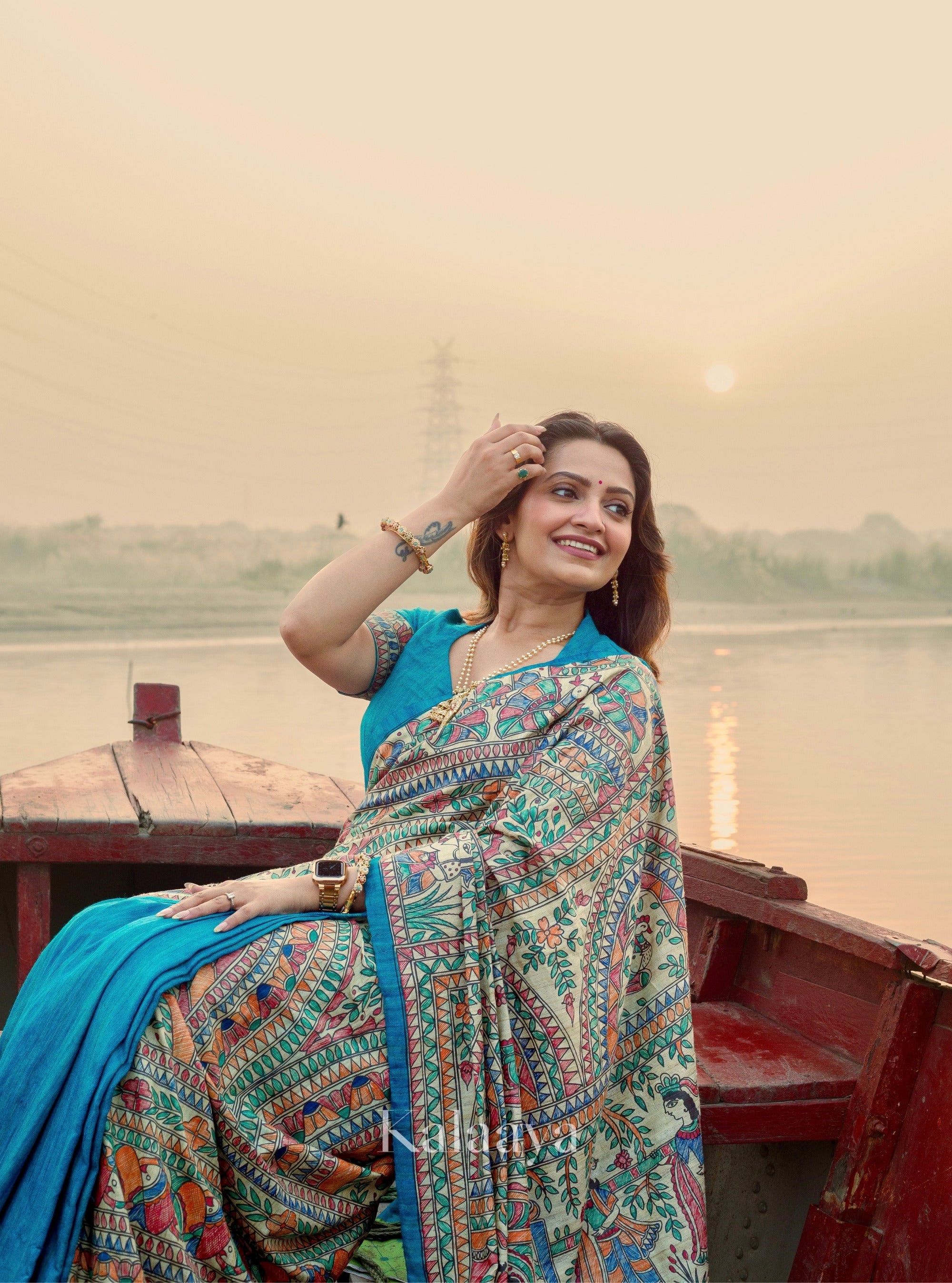 Vaidehi Hand-painted Madhubani Saree - with Silk Mark
