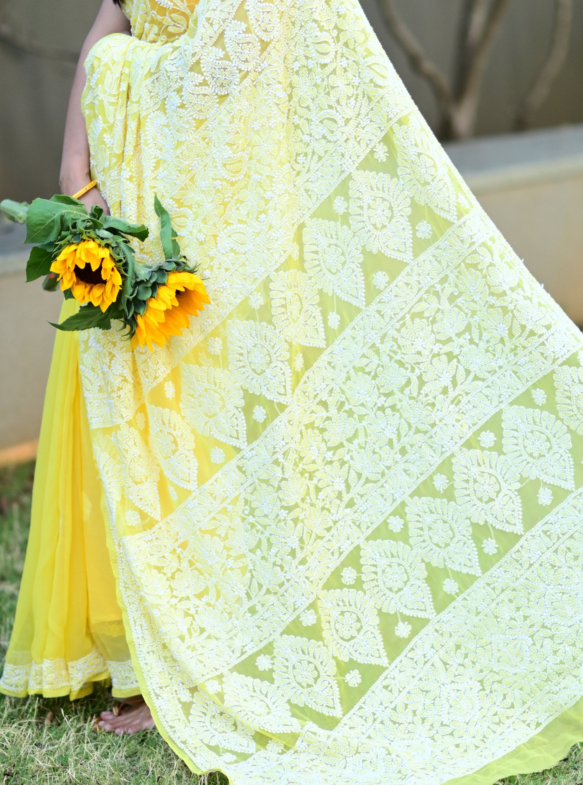 Anvi Handwork Chikankari Georgette Saree