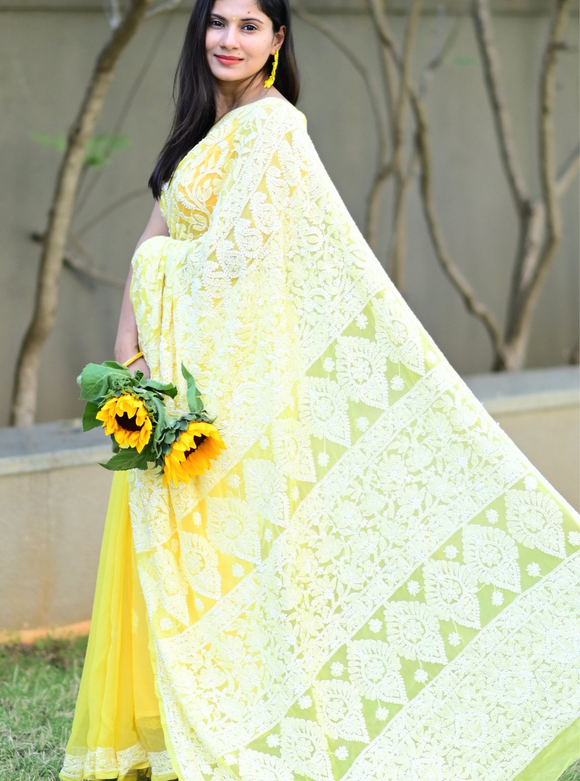 Anvi Handwork Chikankari Georgette Saree