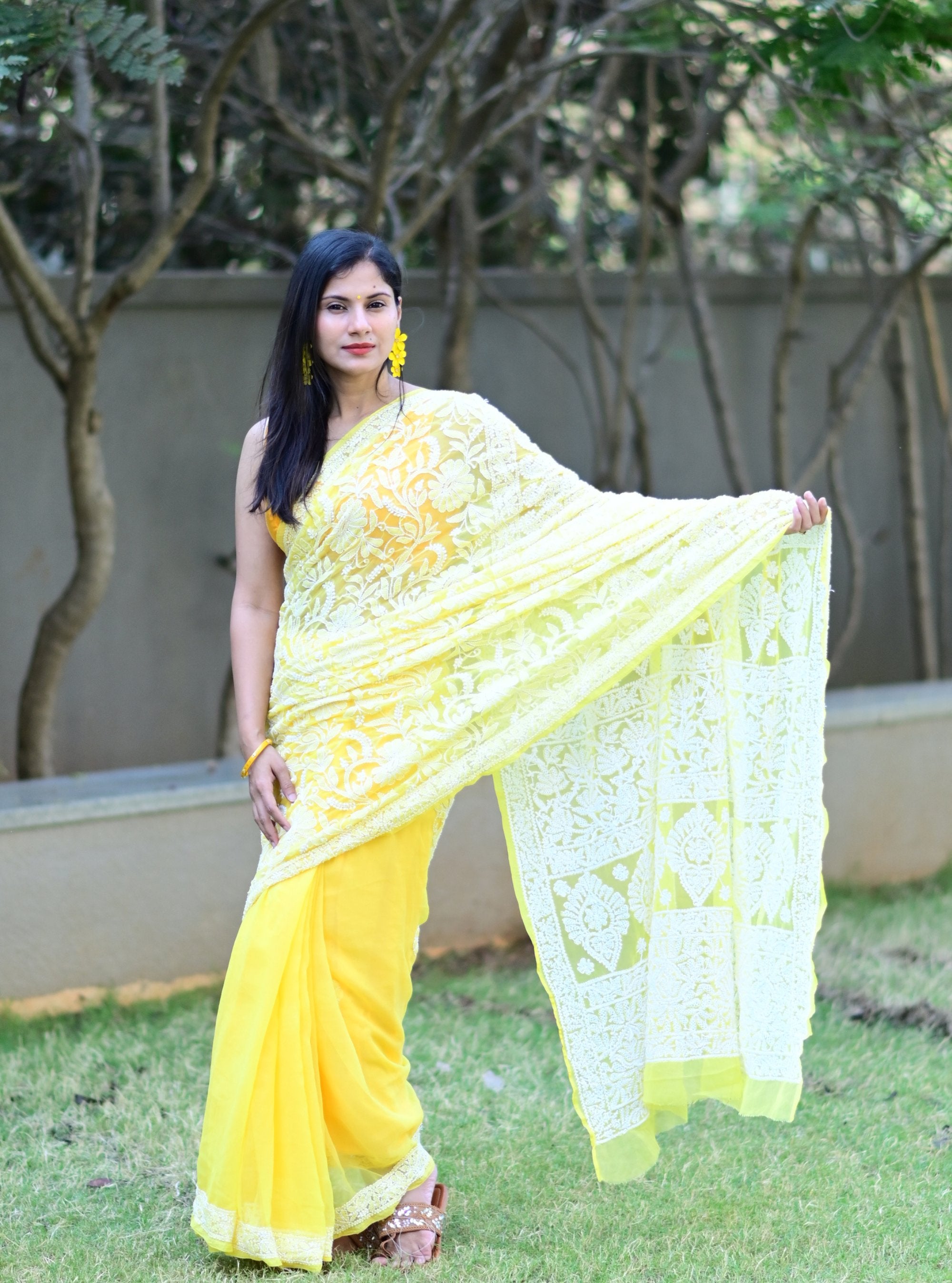 Anvi Handwork Chikankari Georgette Saree