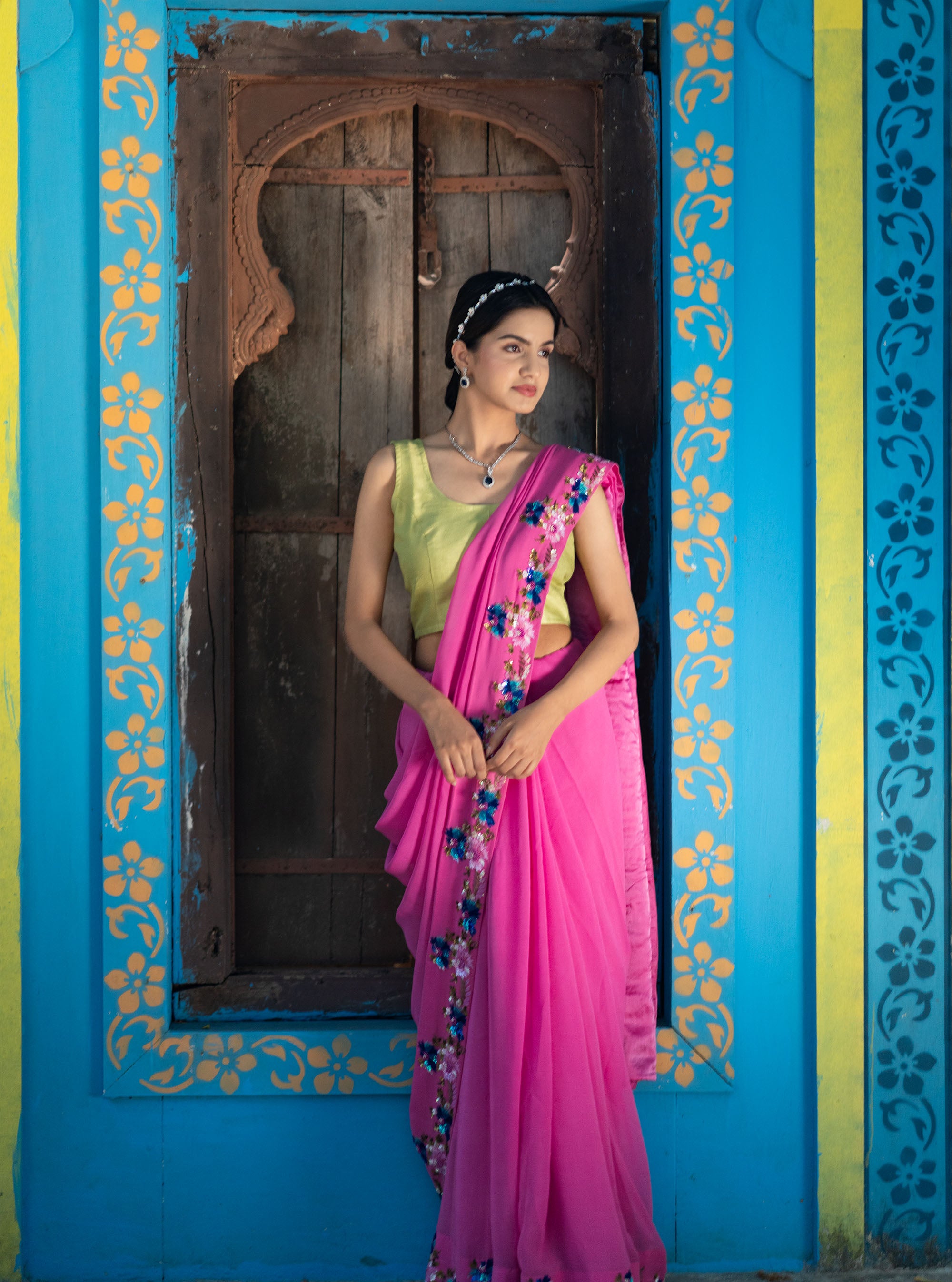 Alka Hand-embroidered Georgette Saree