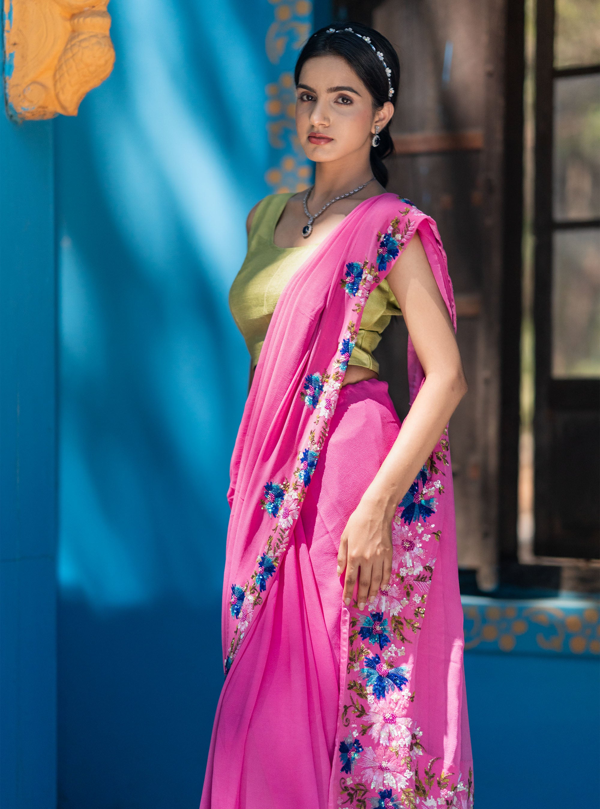 Alka Hand-embroidered Georgette Saree