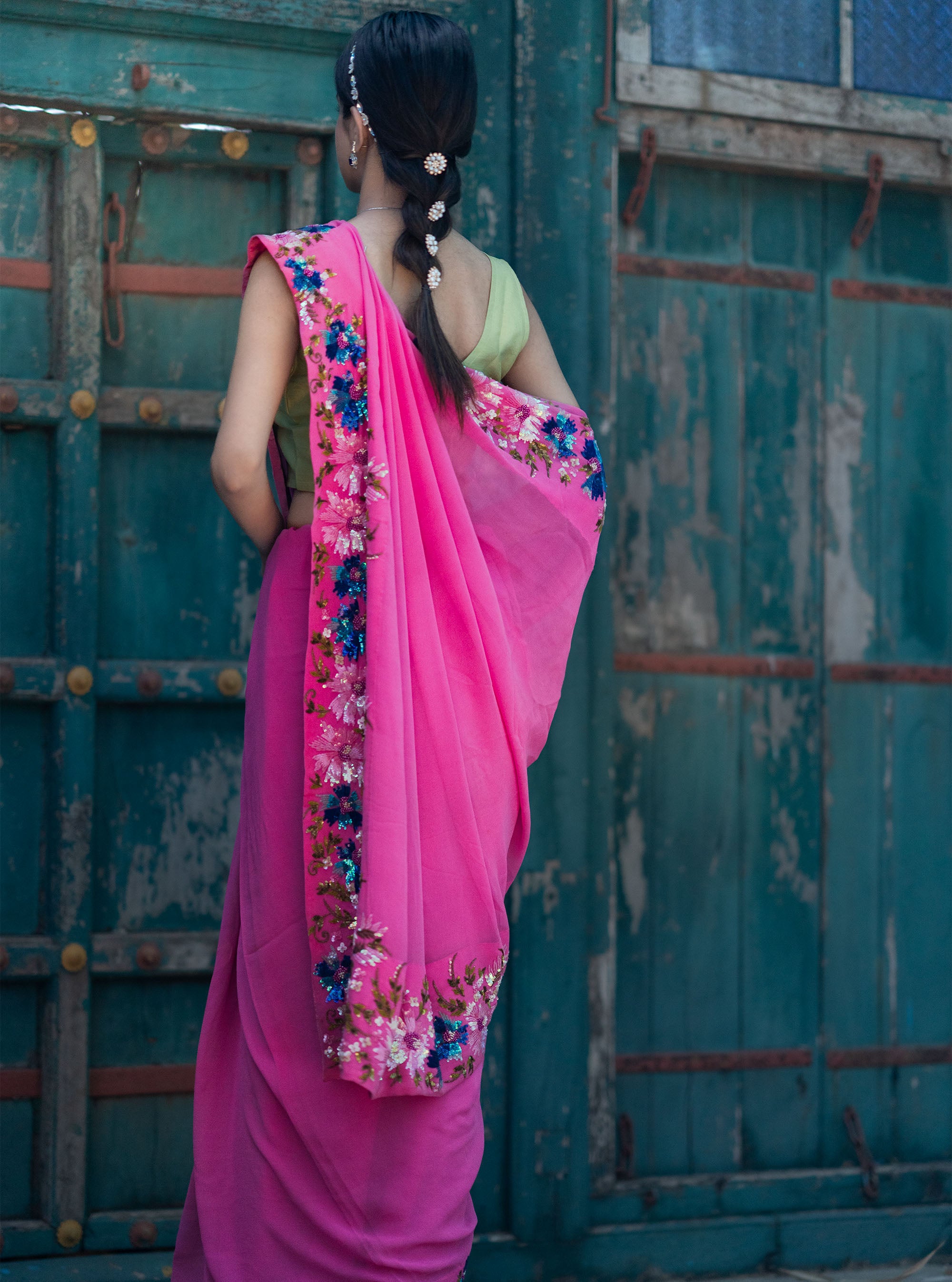 Alka Hand-embroidered Georgette Saree