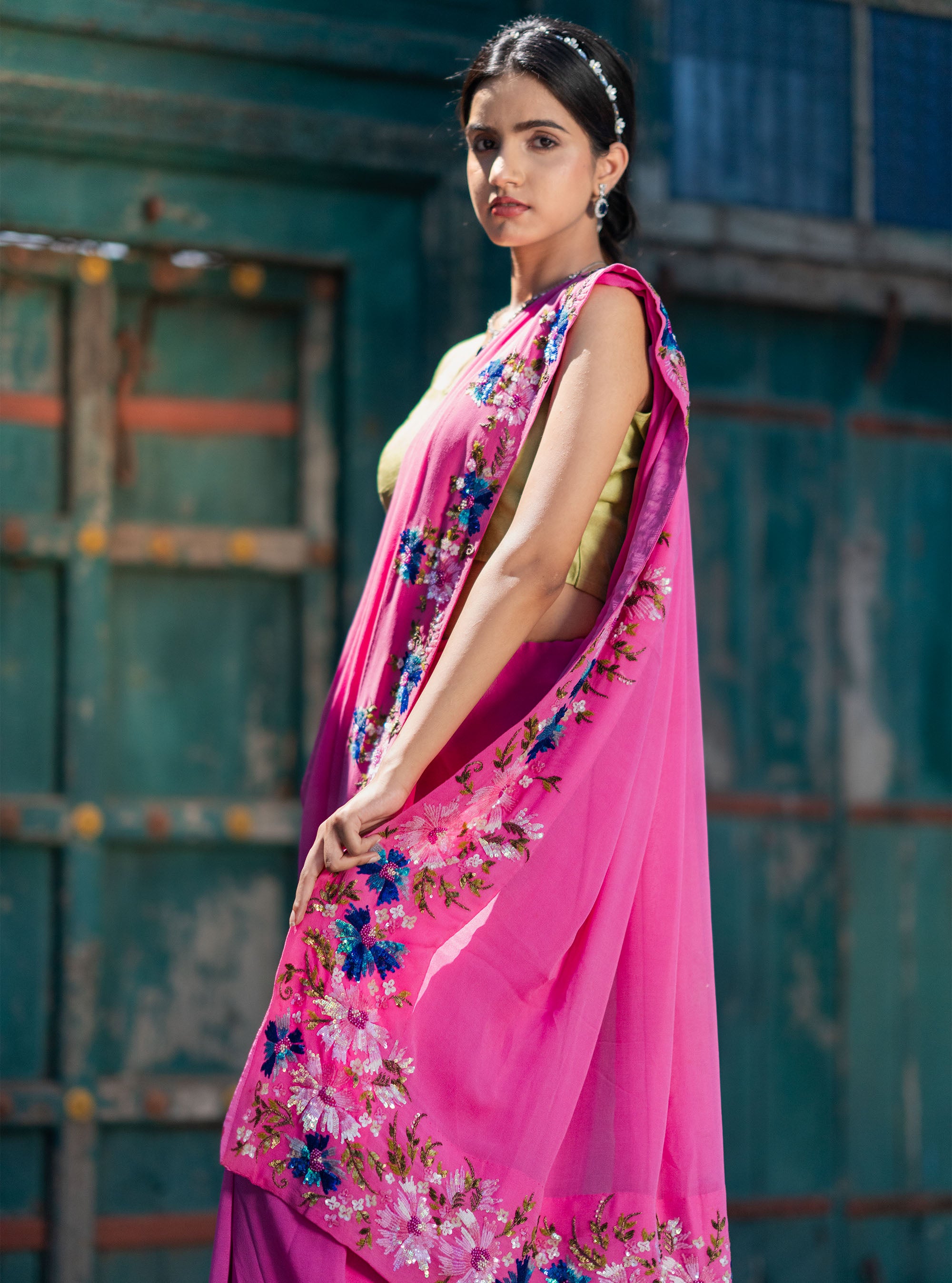 Alka Hand-embroidered Georgette Saree