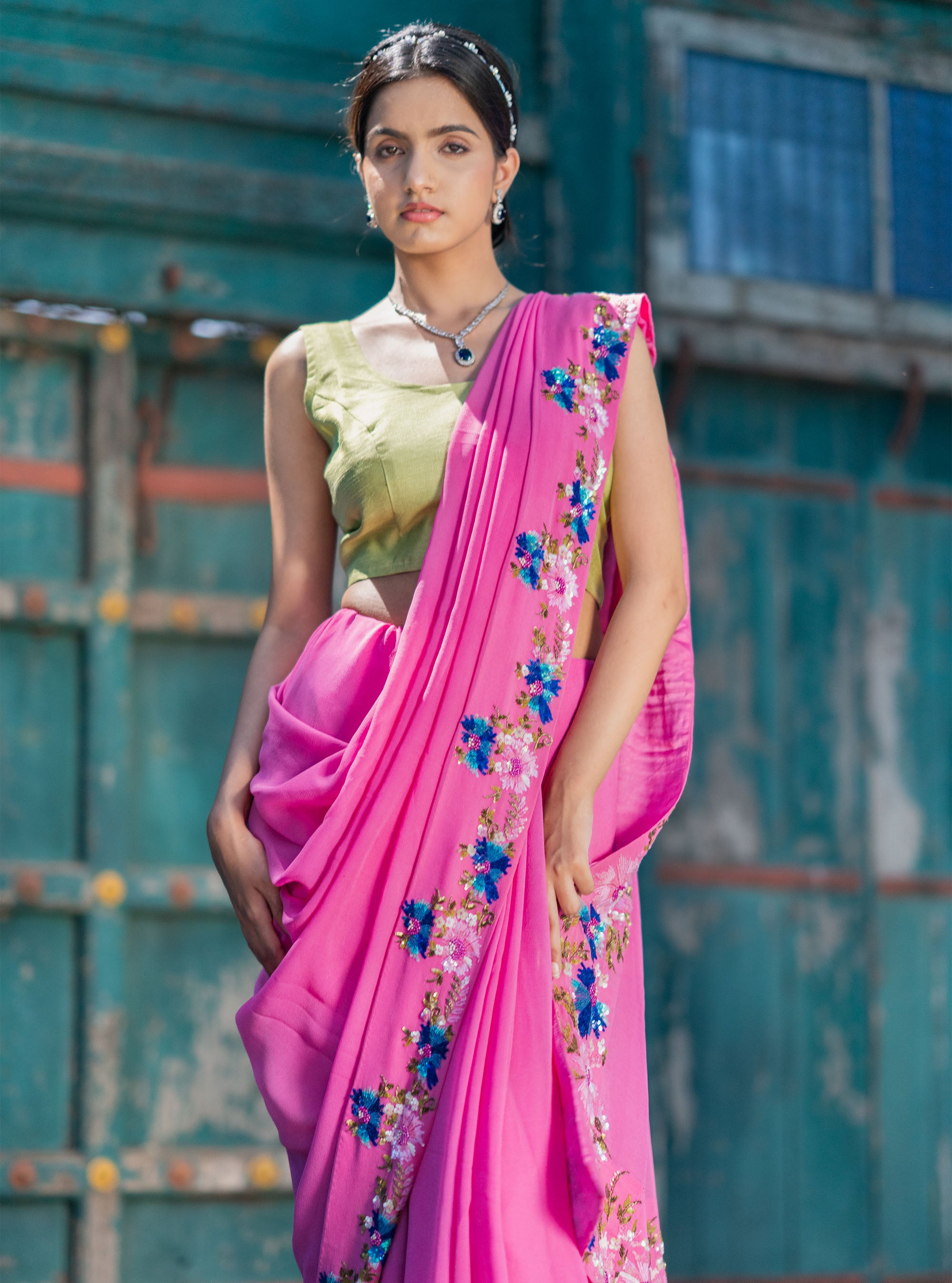 Alka Hand-embroidered Georgette Saree