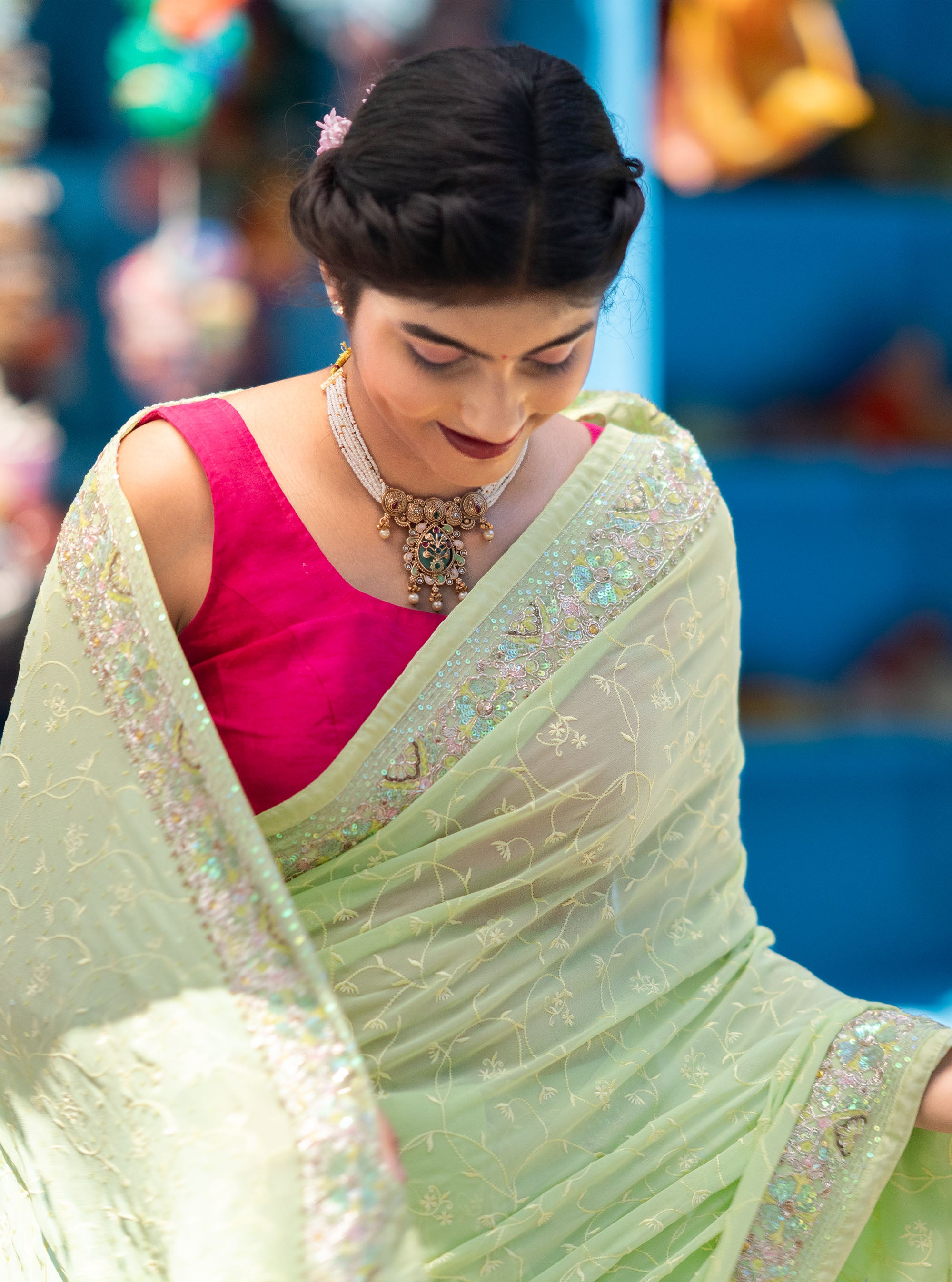 Zareen Hand-embroidered Georgette Saree