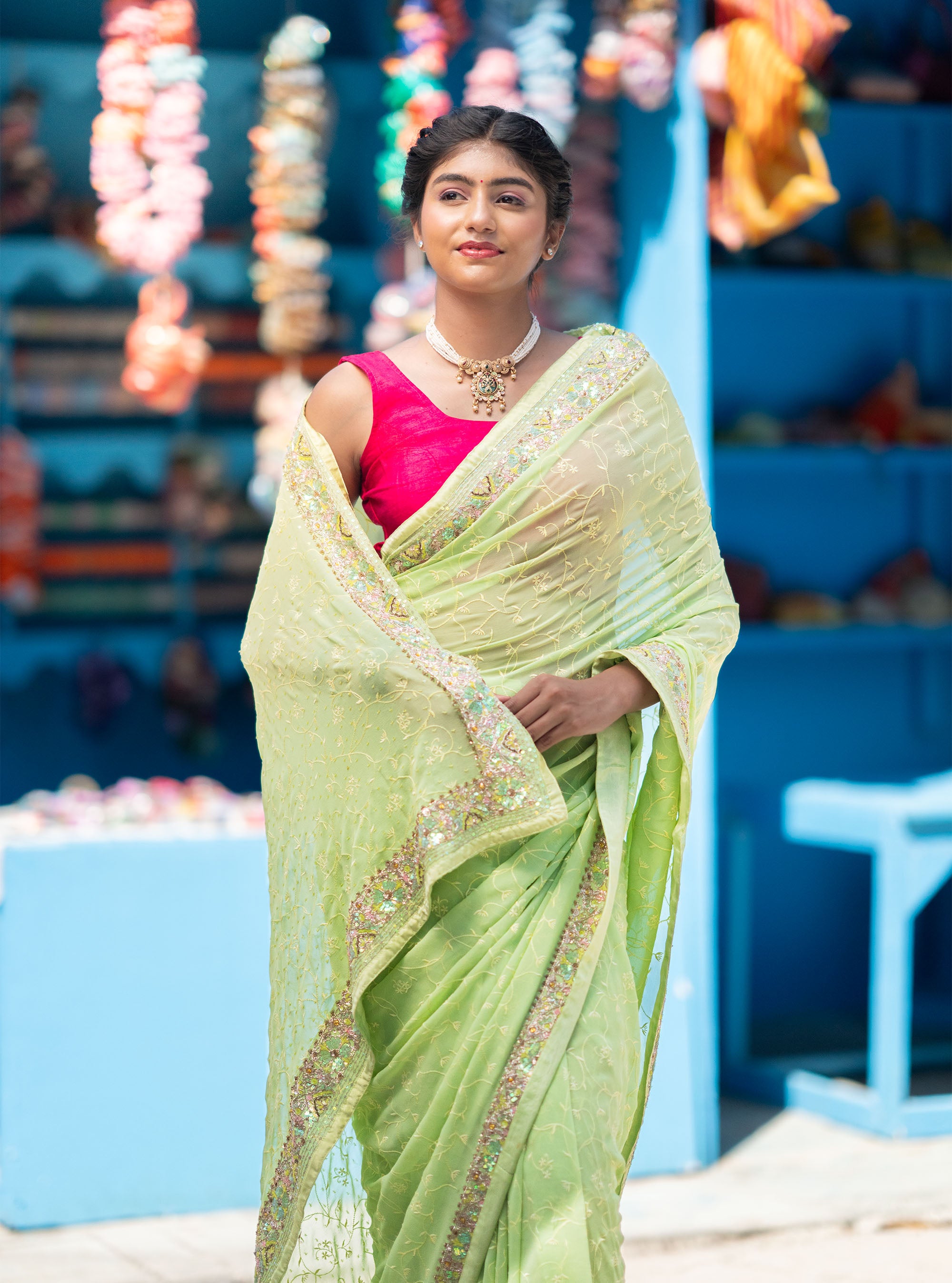 Zareen Hand-embroidered Georgette Saree