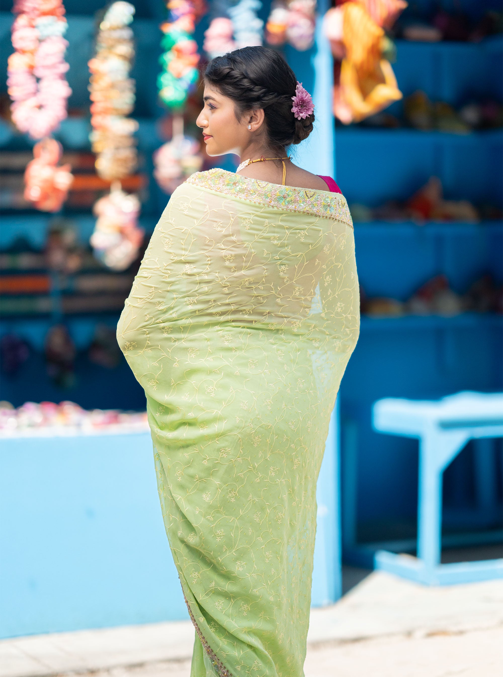 Zareen Hand-embroidered Georgette Saree