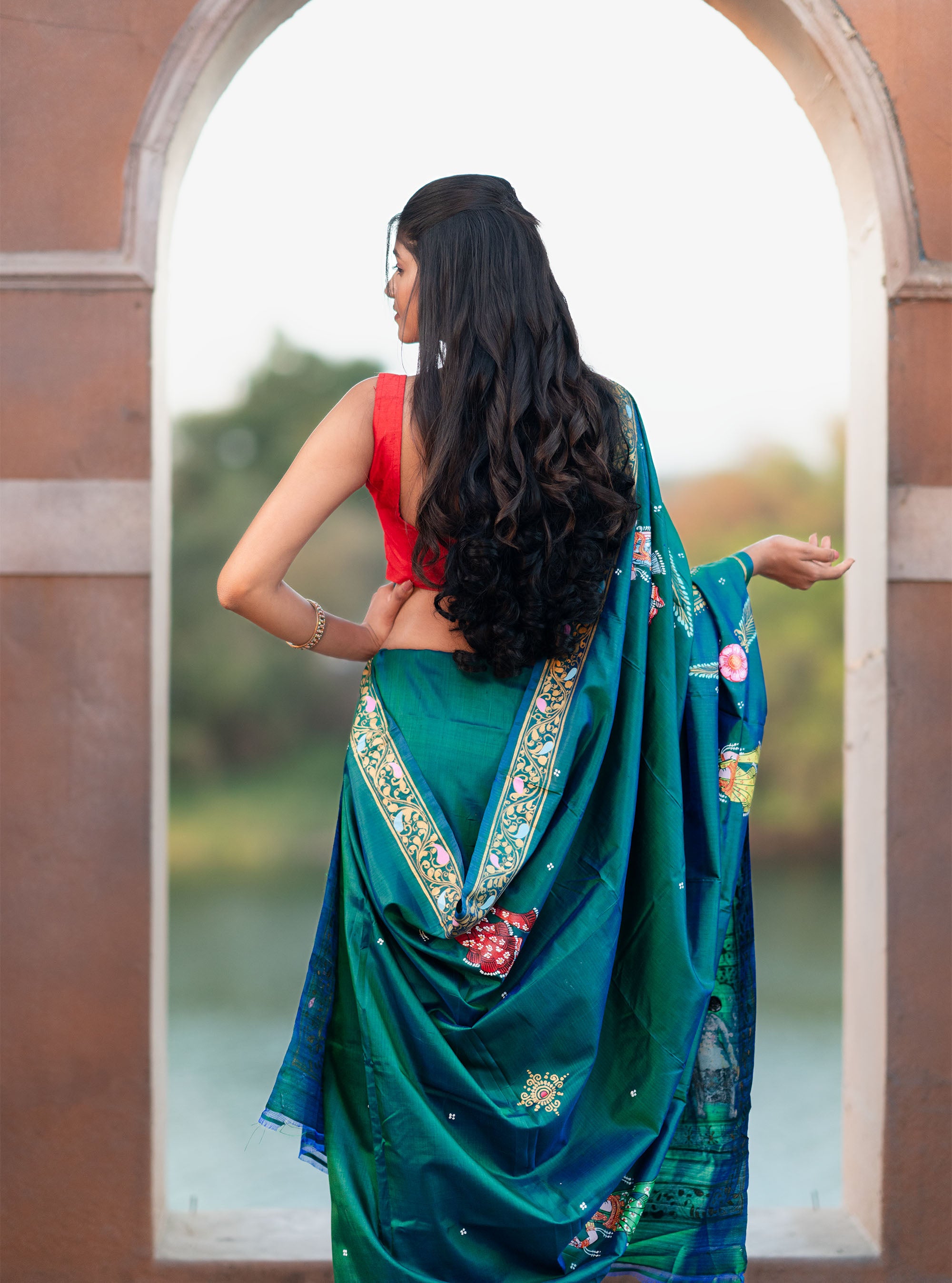 Mayuri Hand-painted Pattachitra Saree