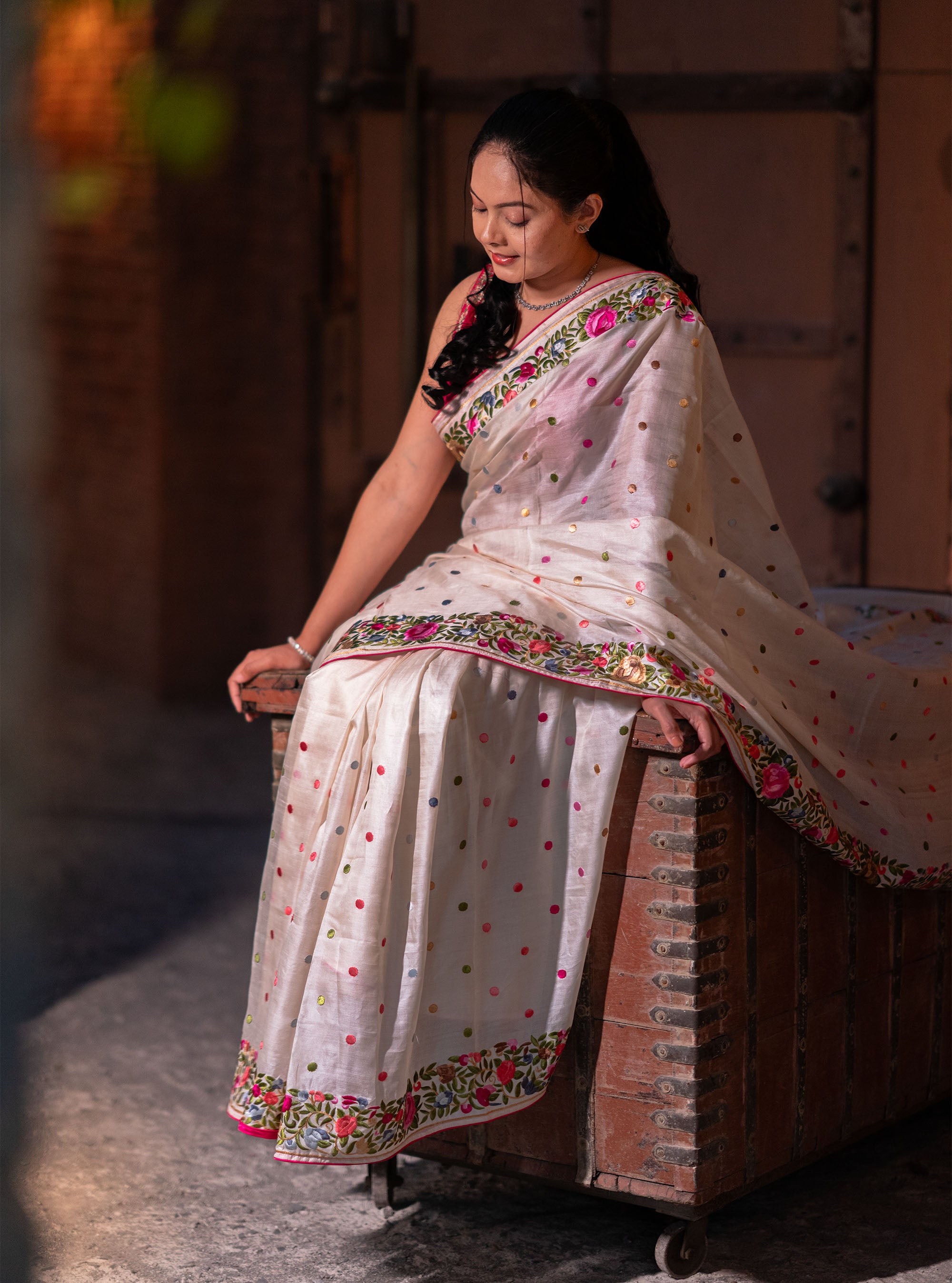 Yuvika Embroidered Tussar Silk Saree