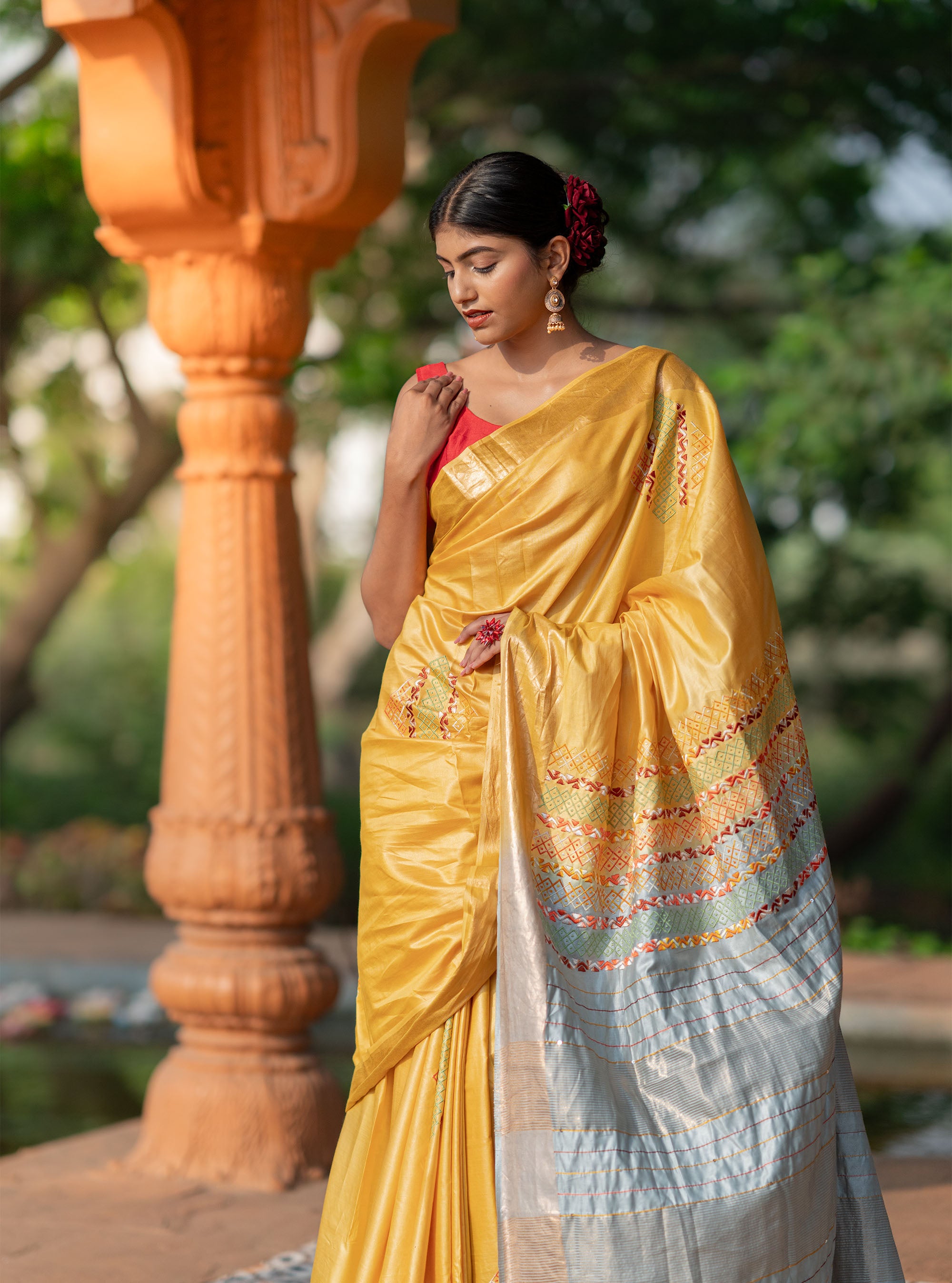Kanak Hand-embroidered Tussar Silk
