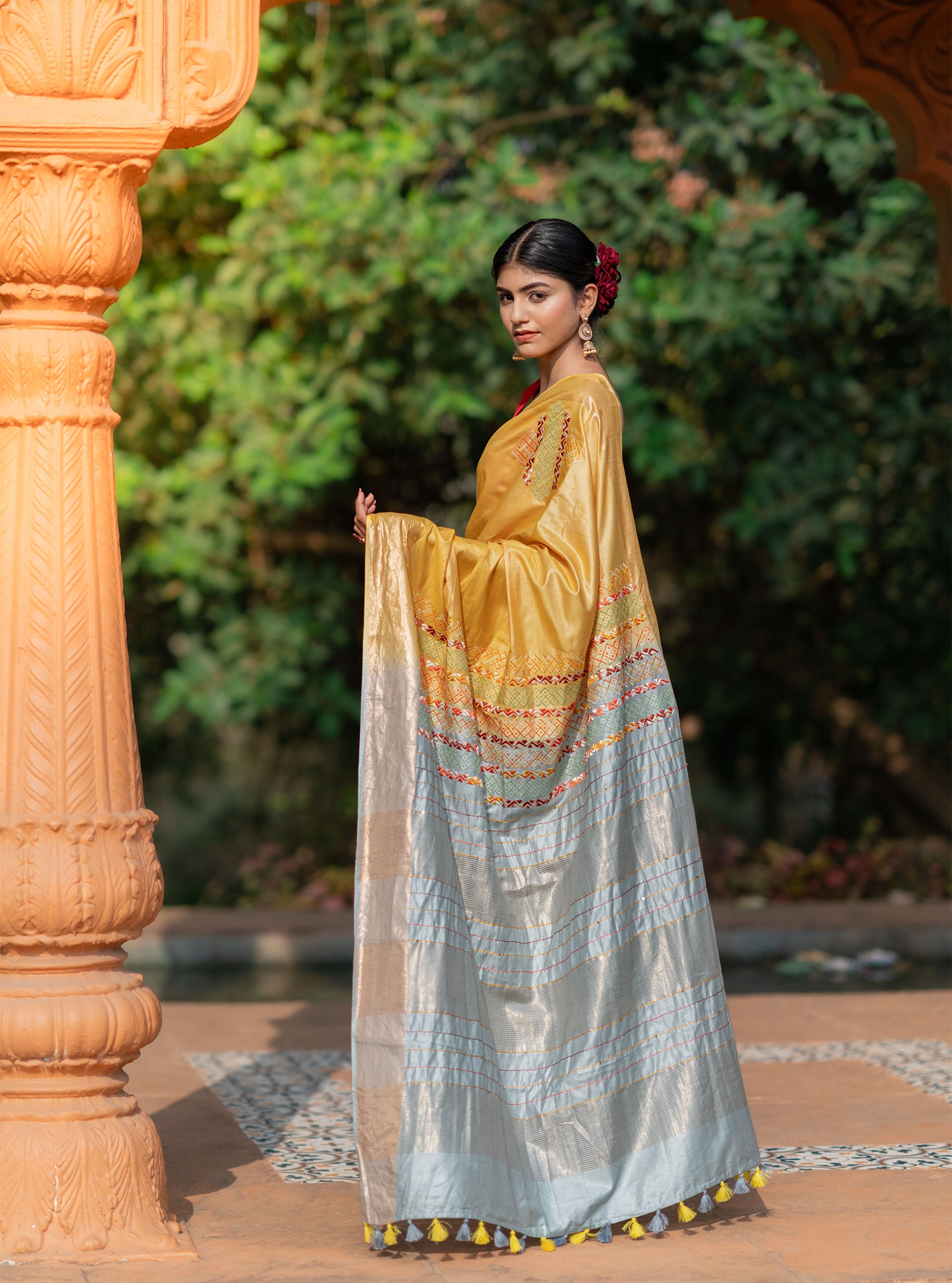Kanak Hand-embroidered Tussar Silk
