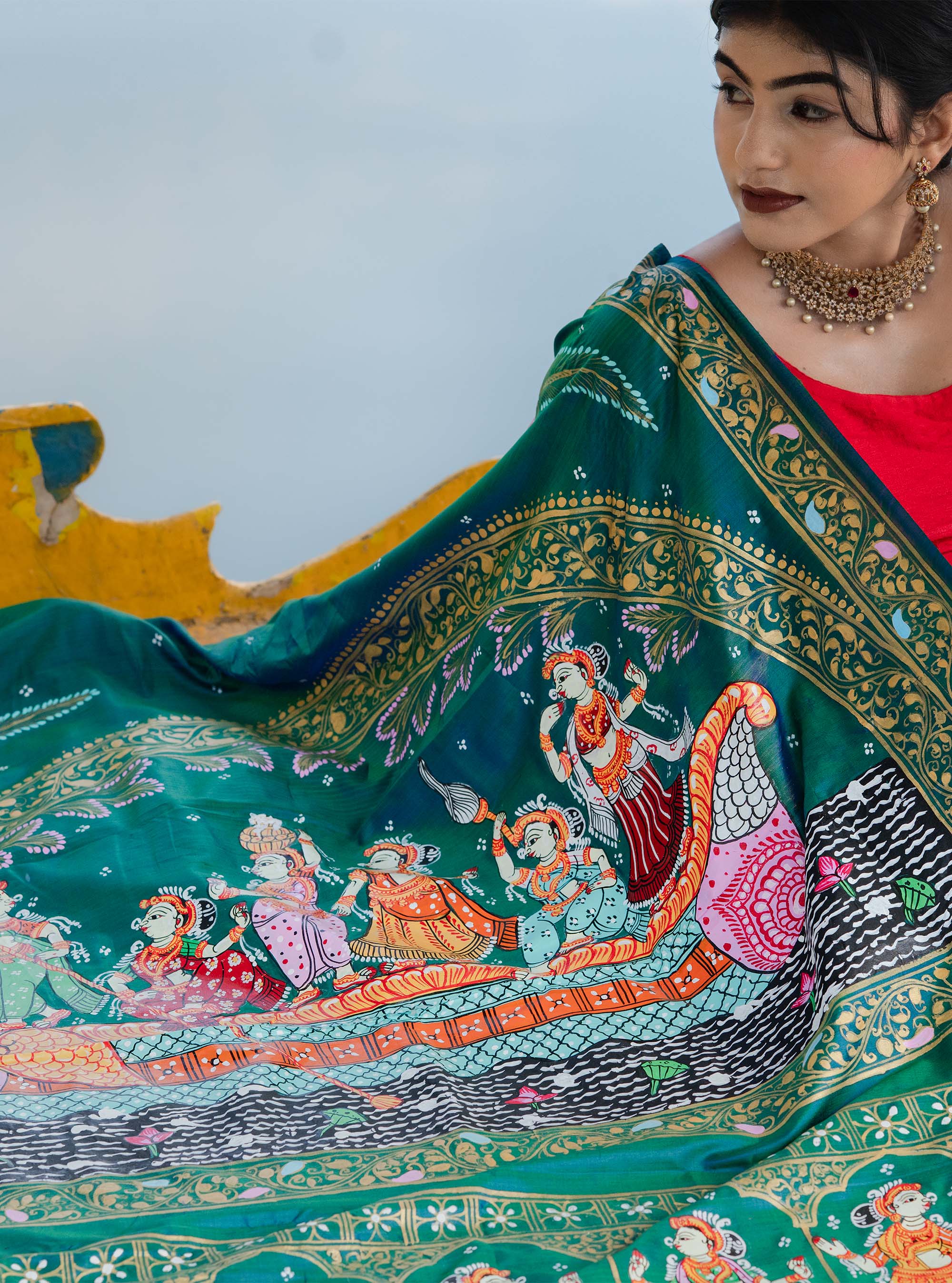 Mayuri Hand-painted Pattachitra Saree