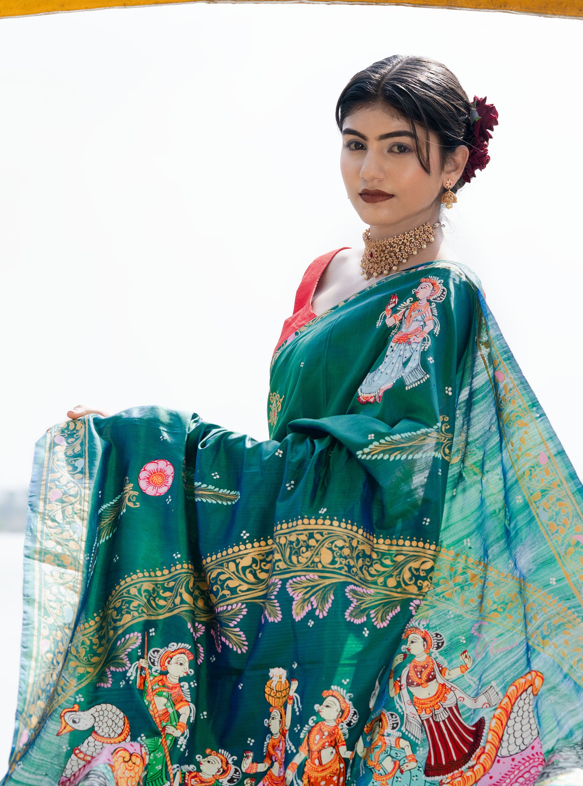 Mayuri Hand-painted Pattachitra Saree
