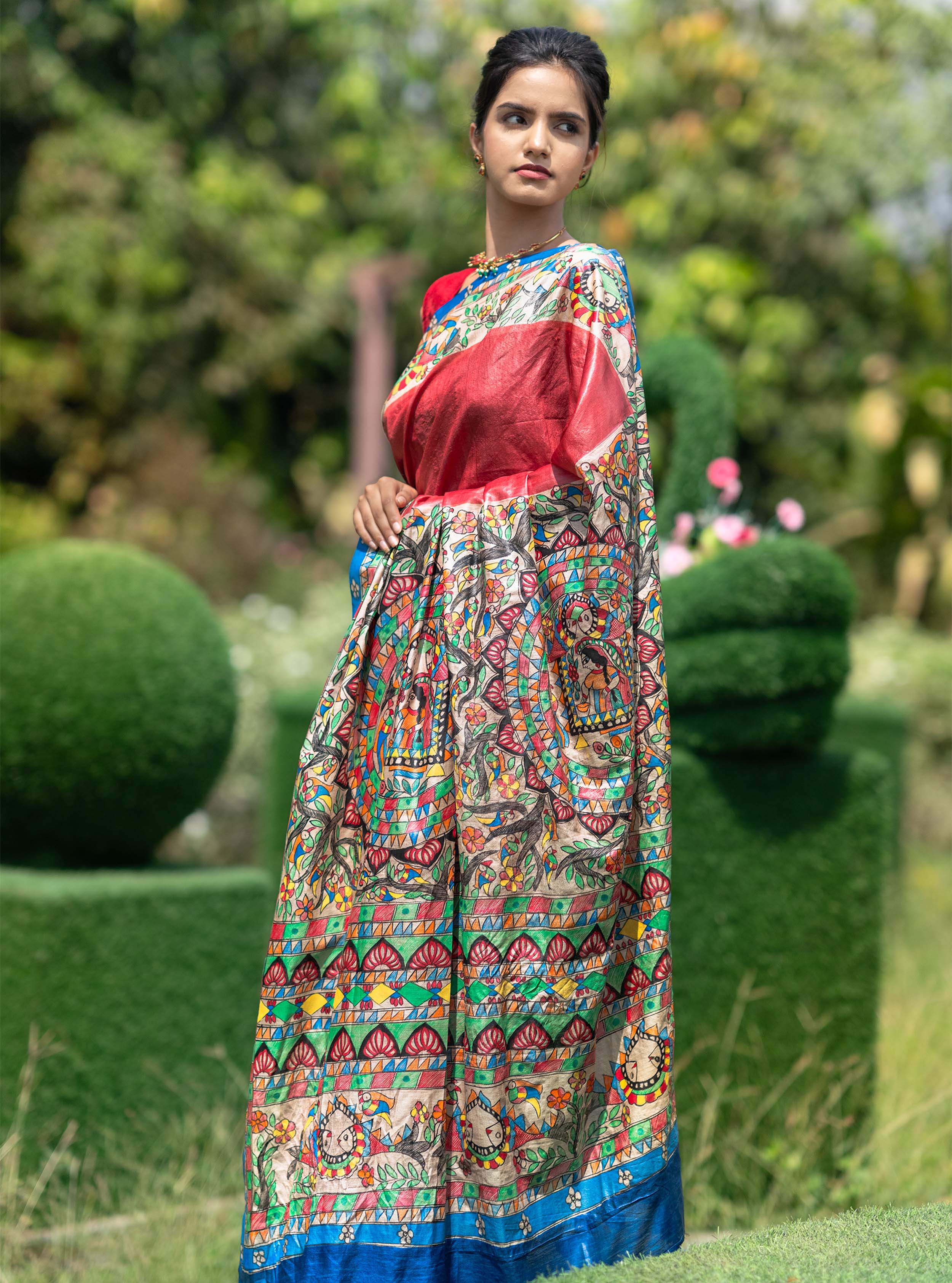Varnika Hand-painted Madhubani Tussar Silk Saree