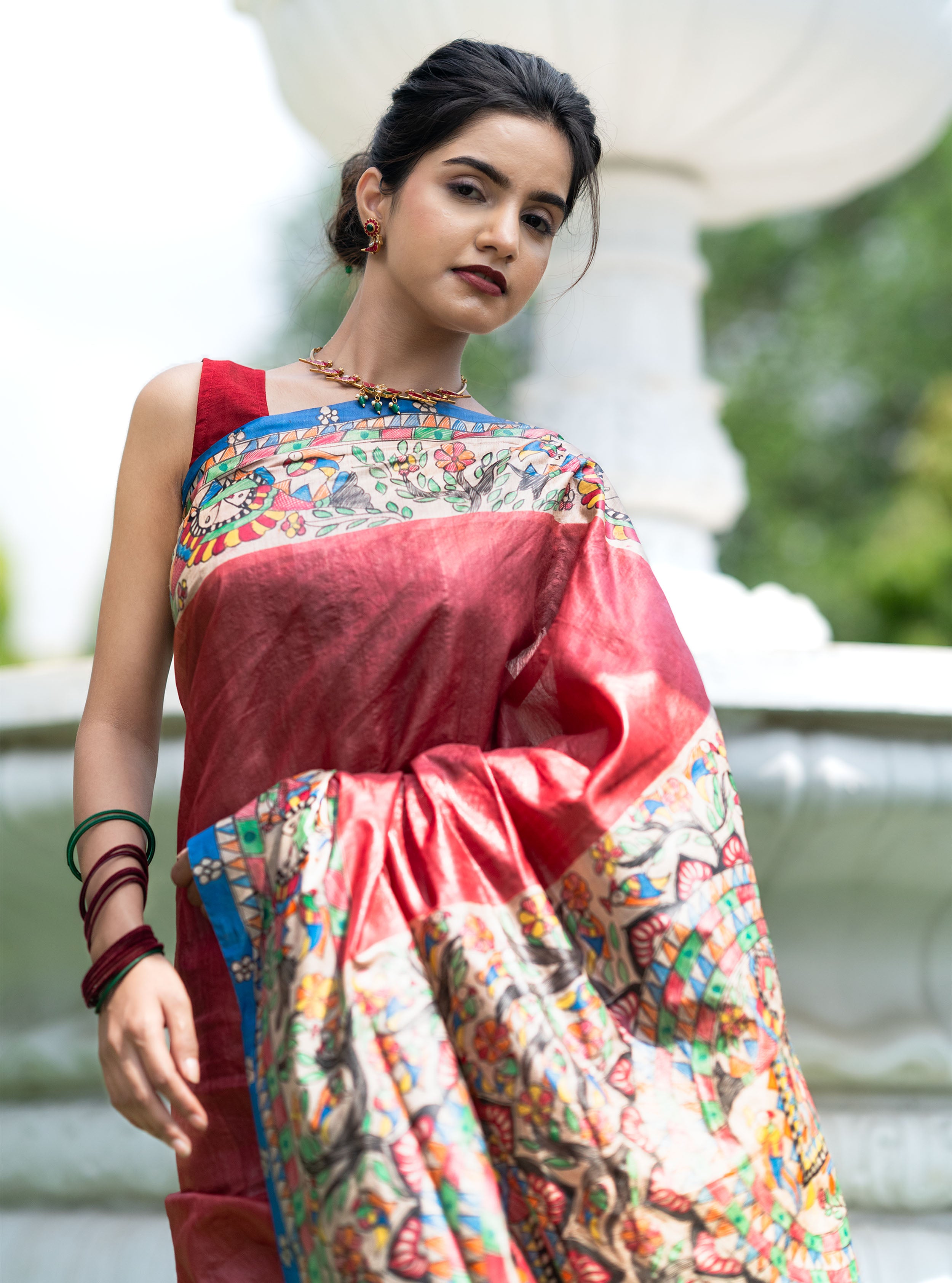 Varnika Hand-painted Madhubani Tussar Silk Saree