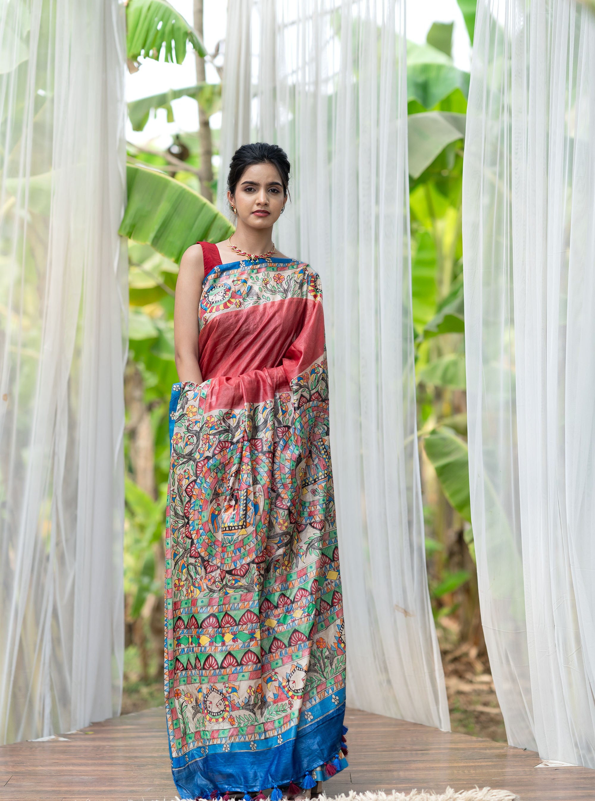 Varnika Hand-painted Madhubani Tussar Silk Saree