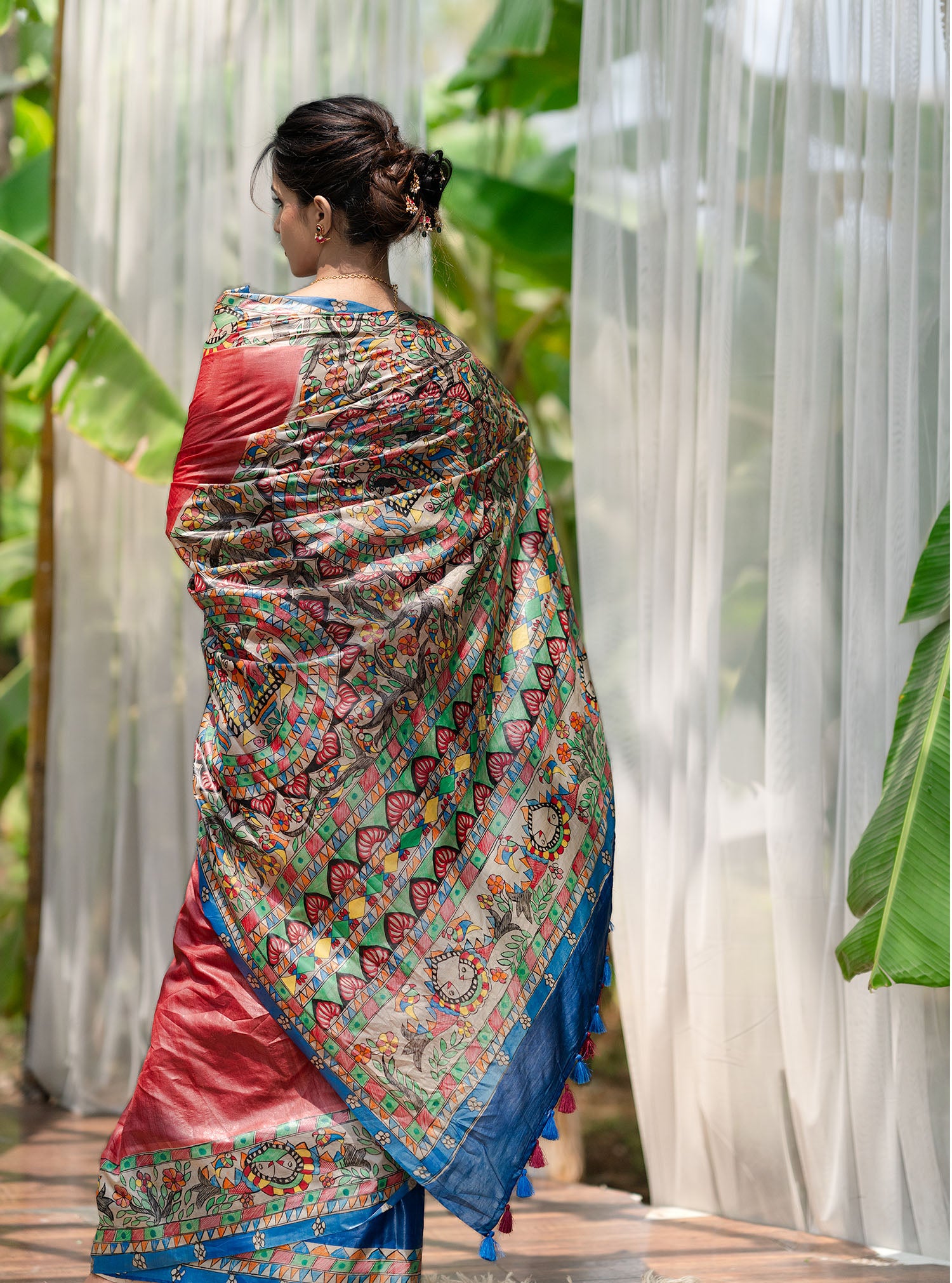 Varnika Hand-painted Madhubani Tussar Silk Saree