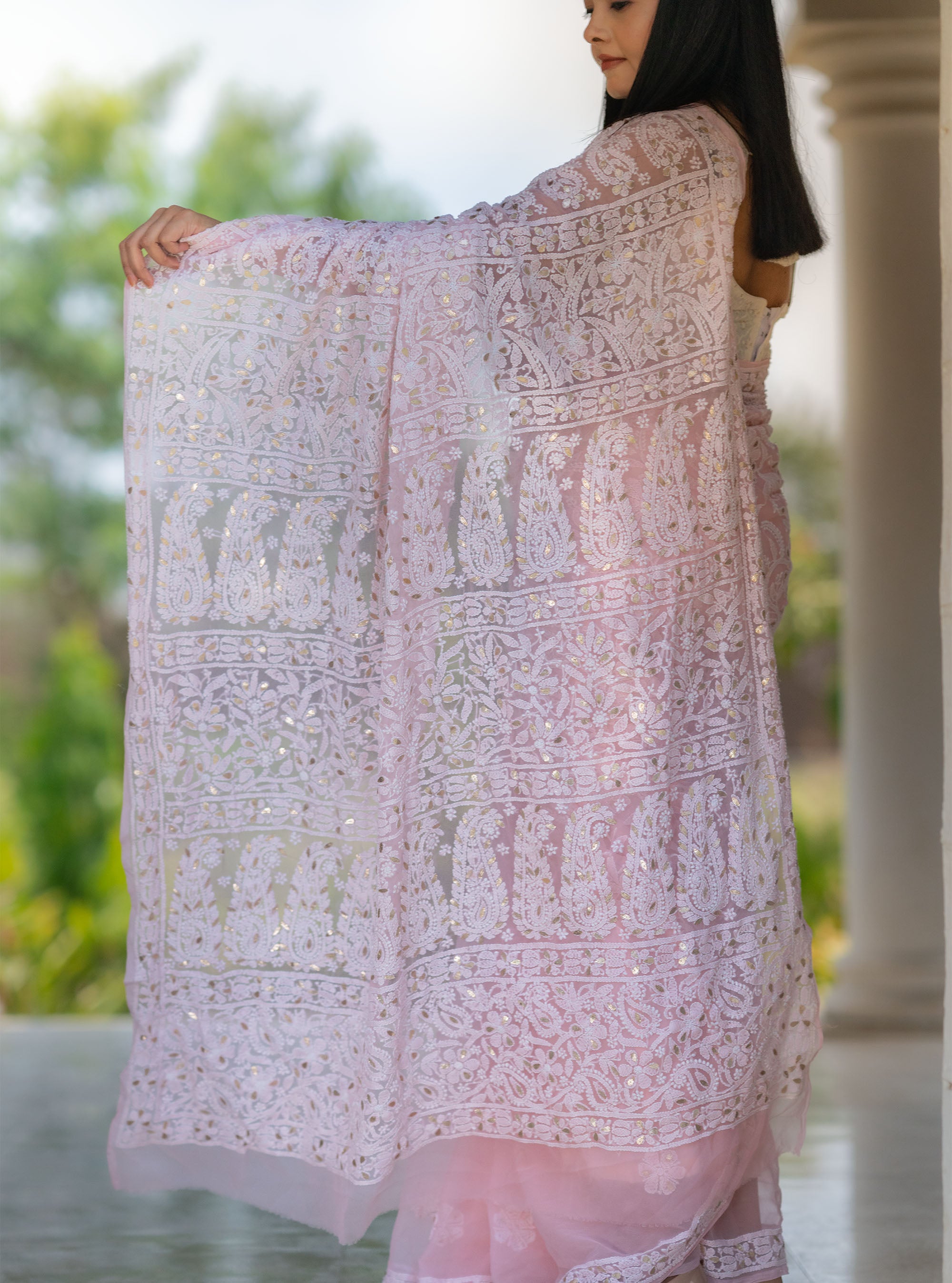 Naina Handwork Gota Patti Chikankari Saree