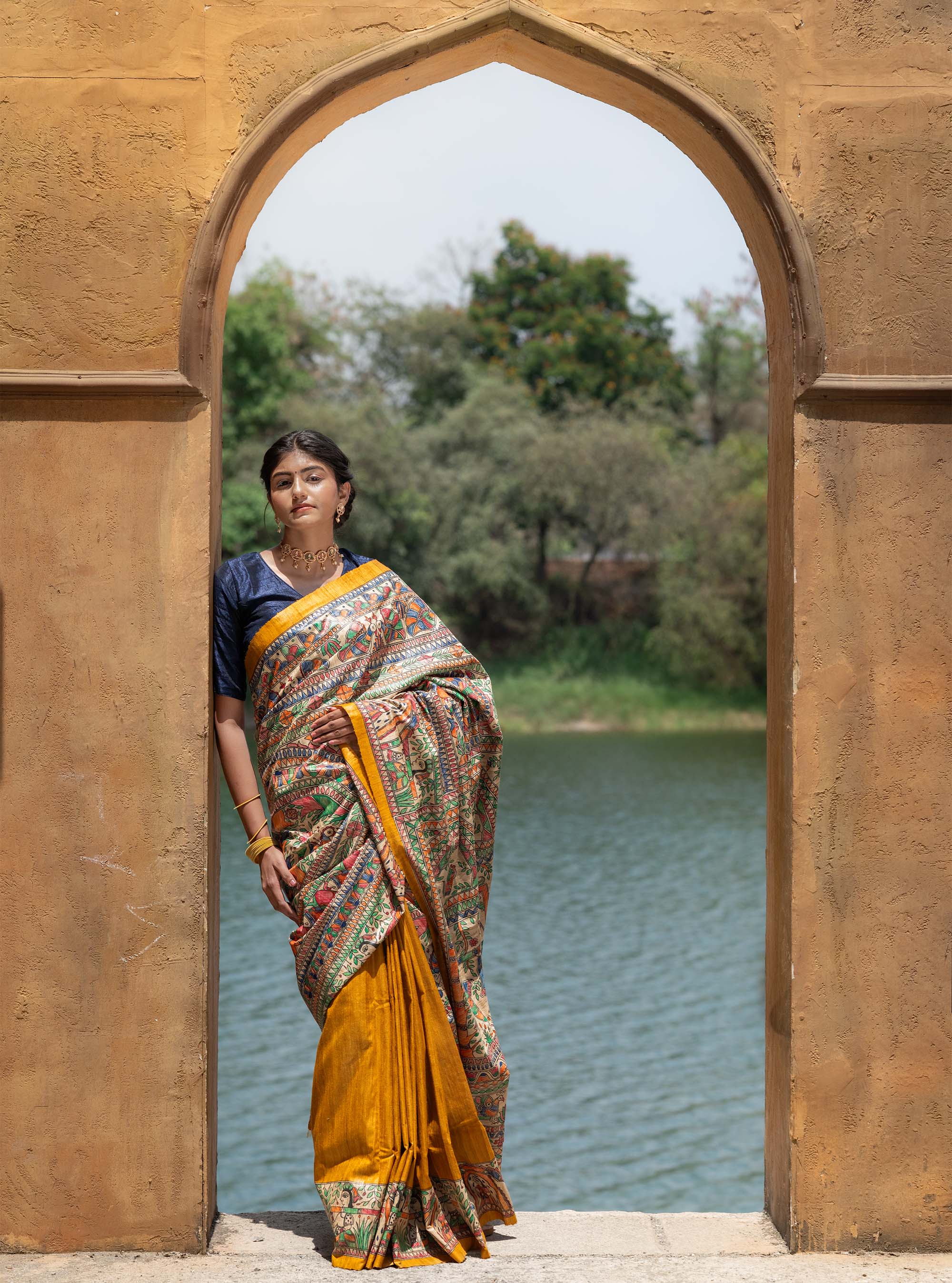 Vaishnavi Hand-painted Madhubani Tussar Silk