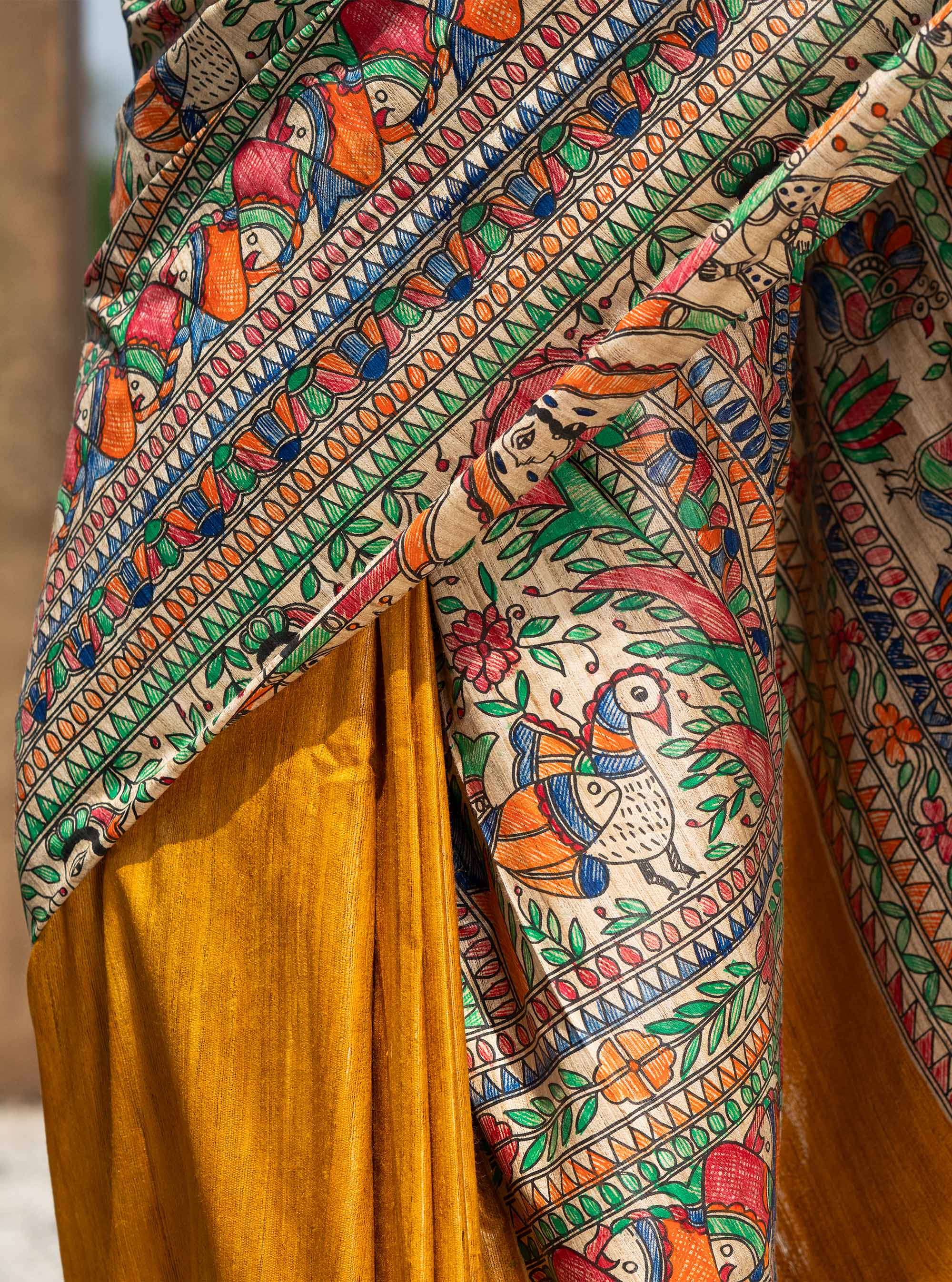 Vaishnavi Hand-painted Madhubani Tussar Silk