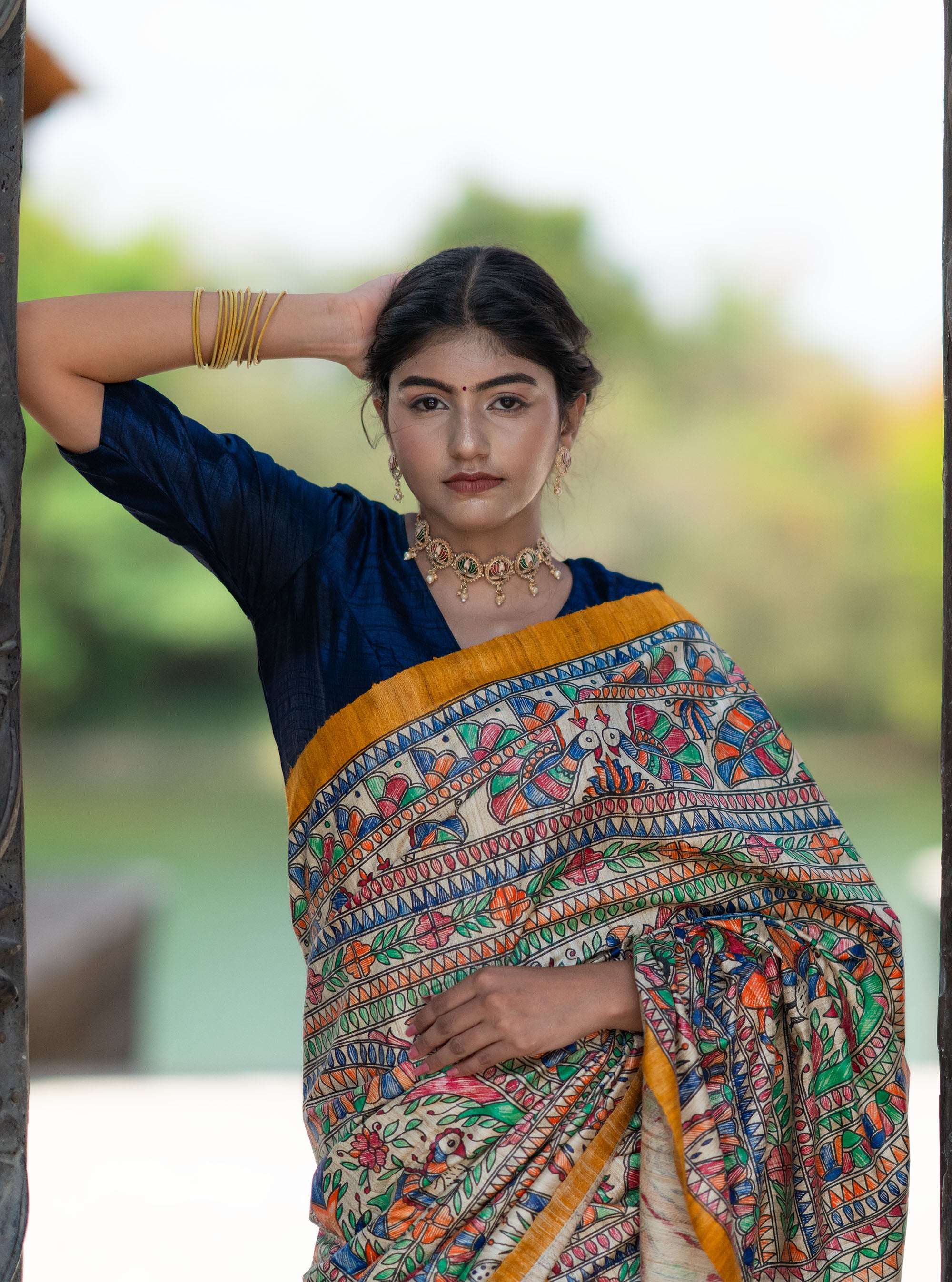 Vaishnavi Hand-painted Madhubani Tussar Silk