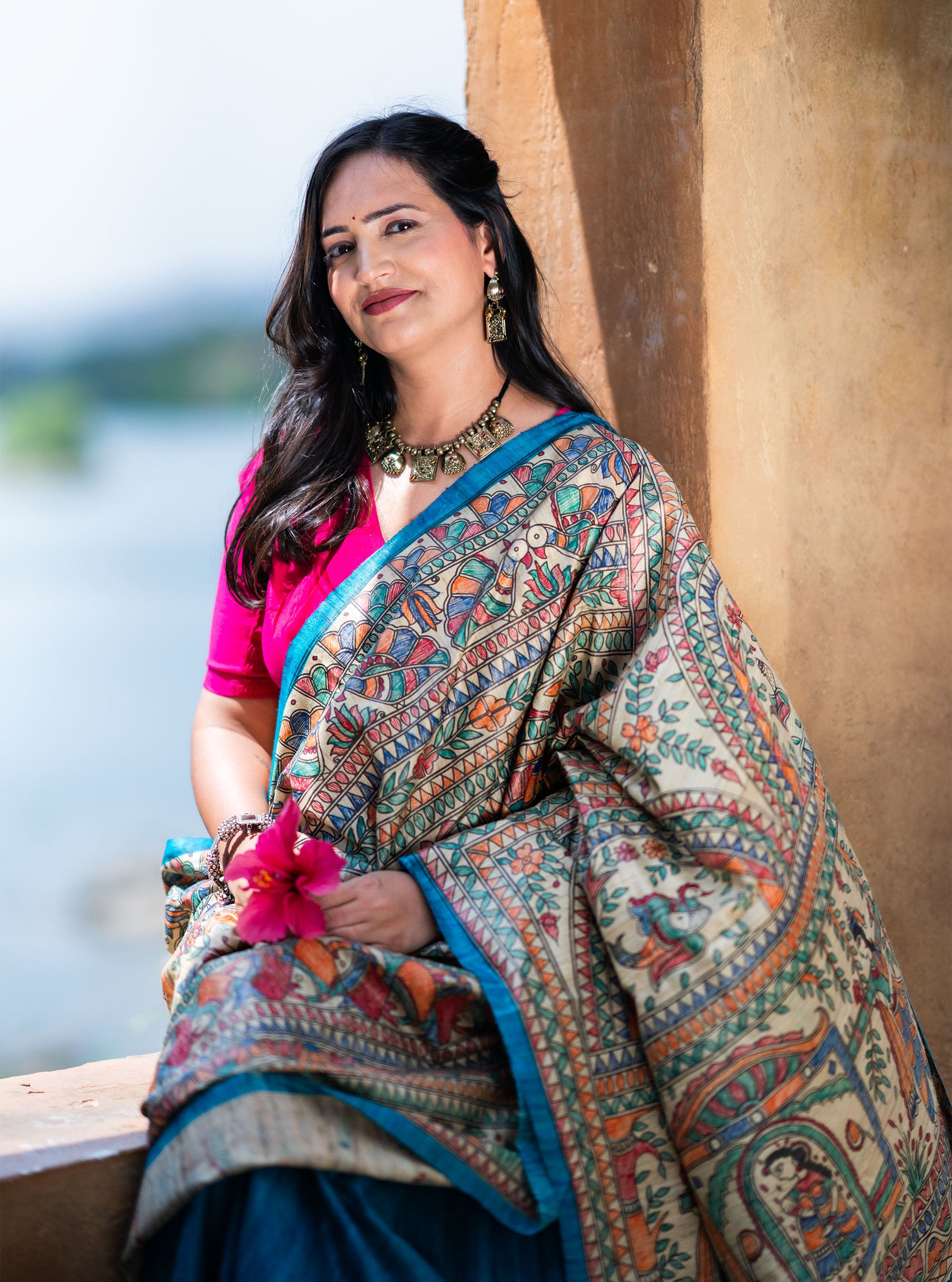 Vaidehi Hand-painted Madhubani Saree