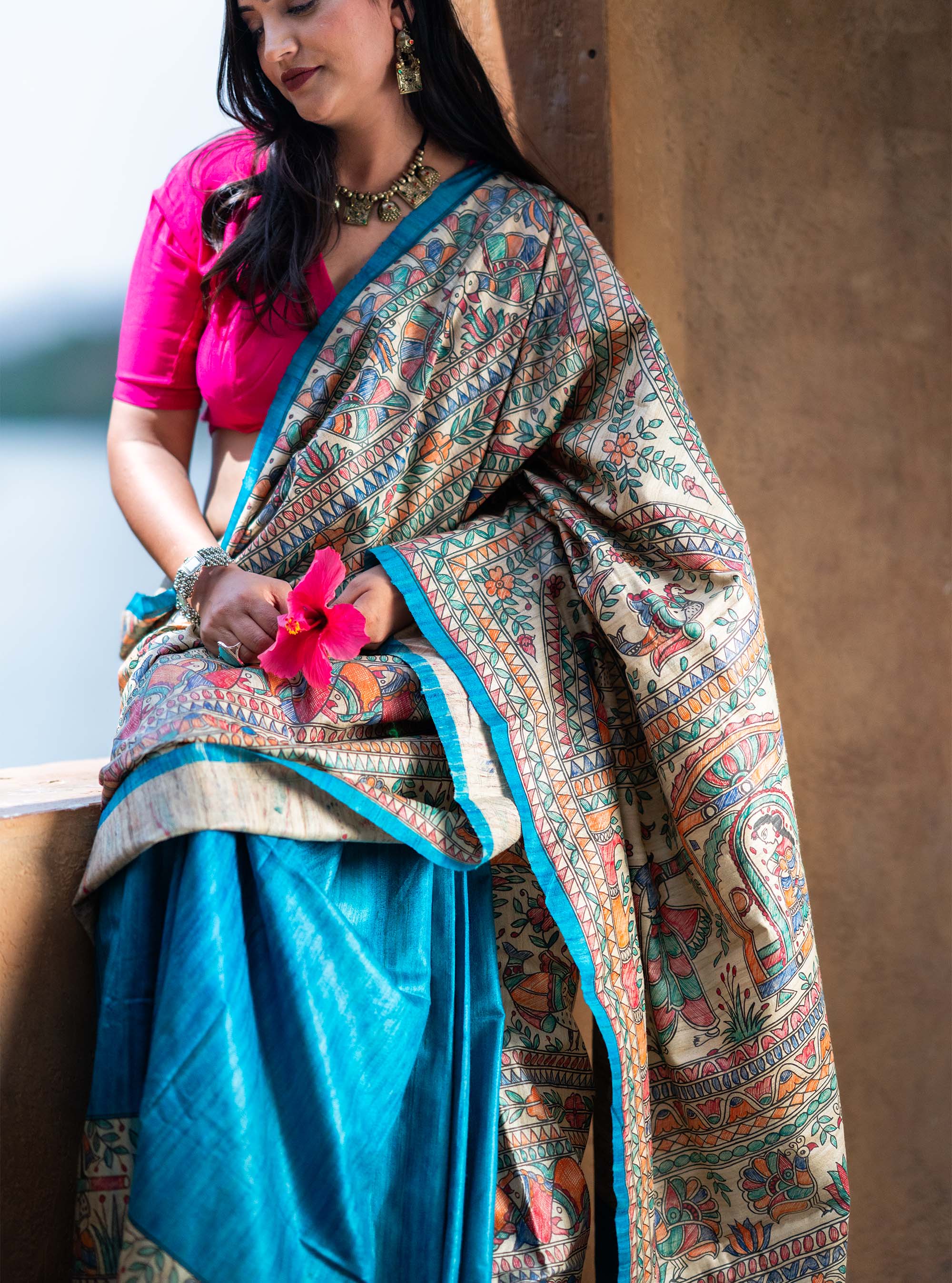 Vaidehi Hand-painted Madhubani Saree