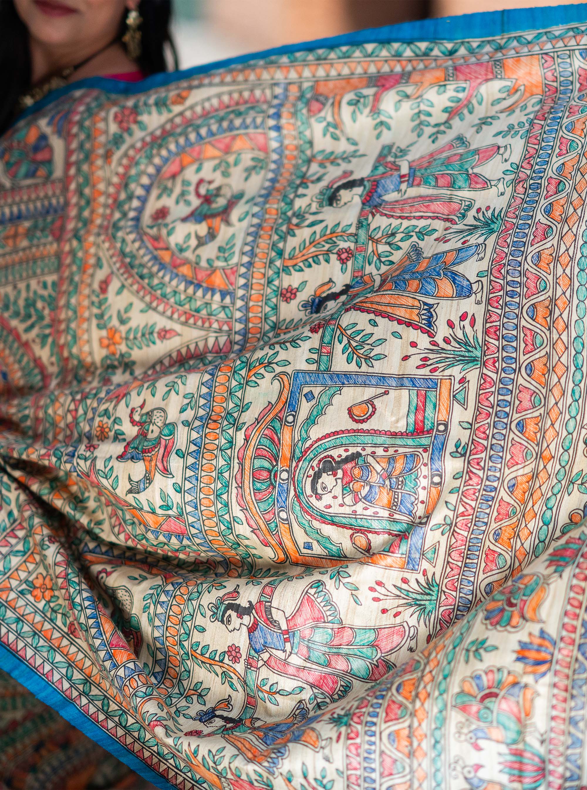 Vaidehi Hand-painted Madhubani Saree