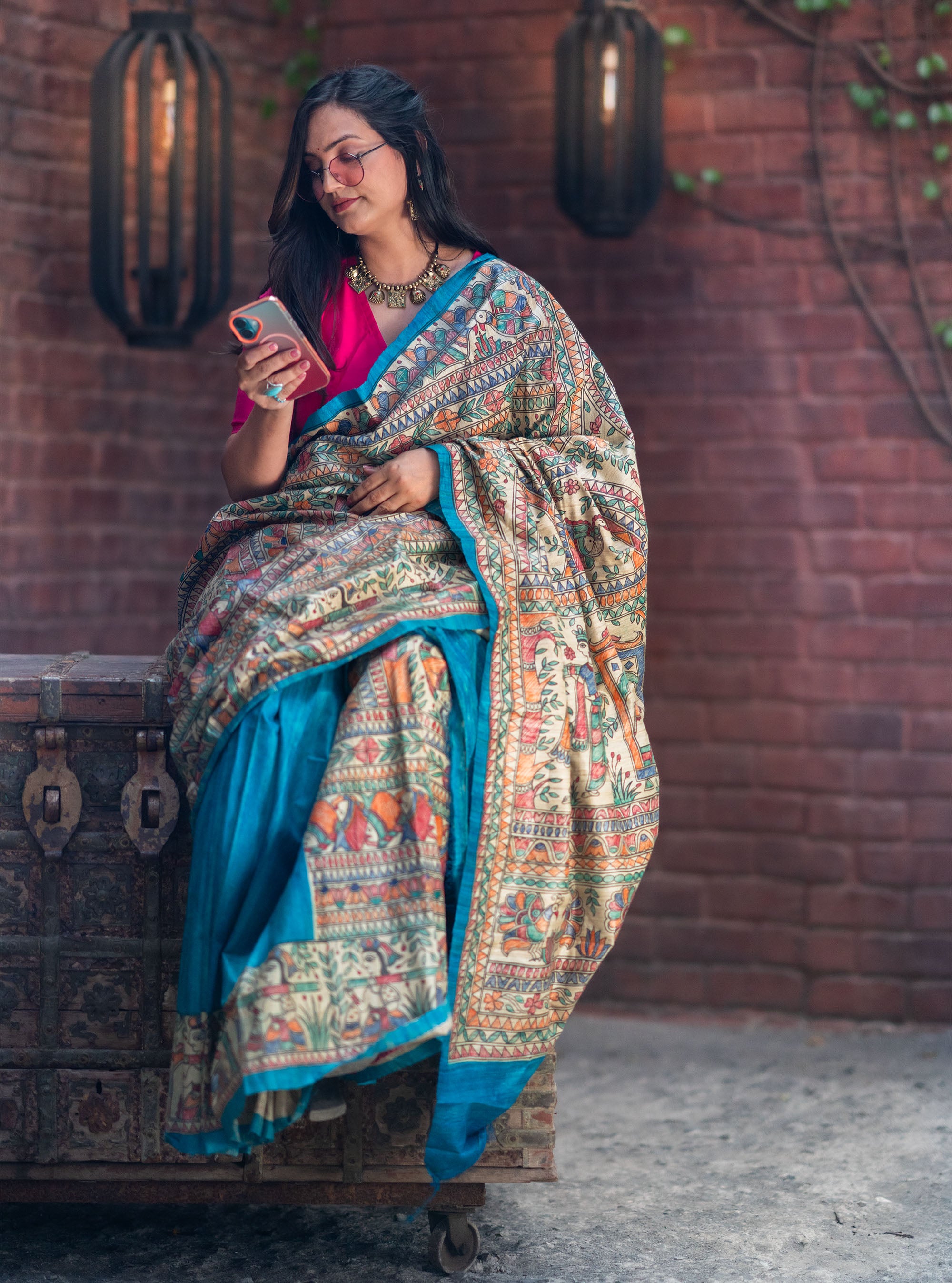 Vaidehi Hand-painted Madhubani Saree