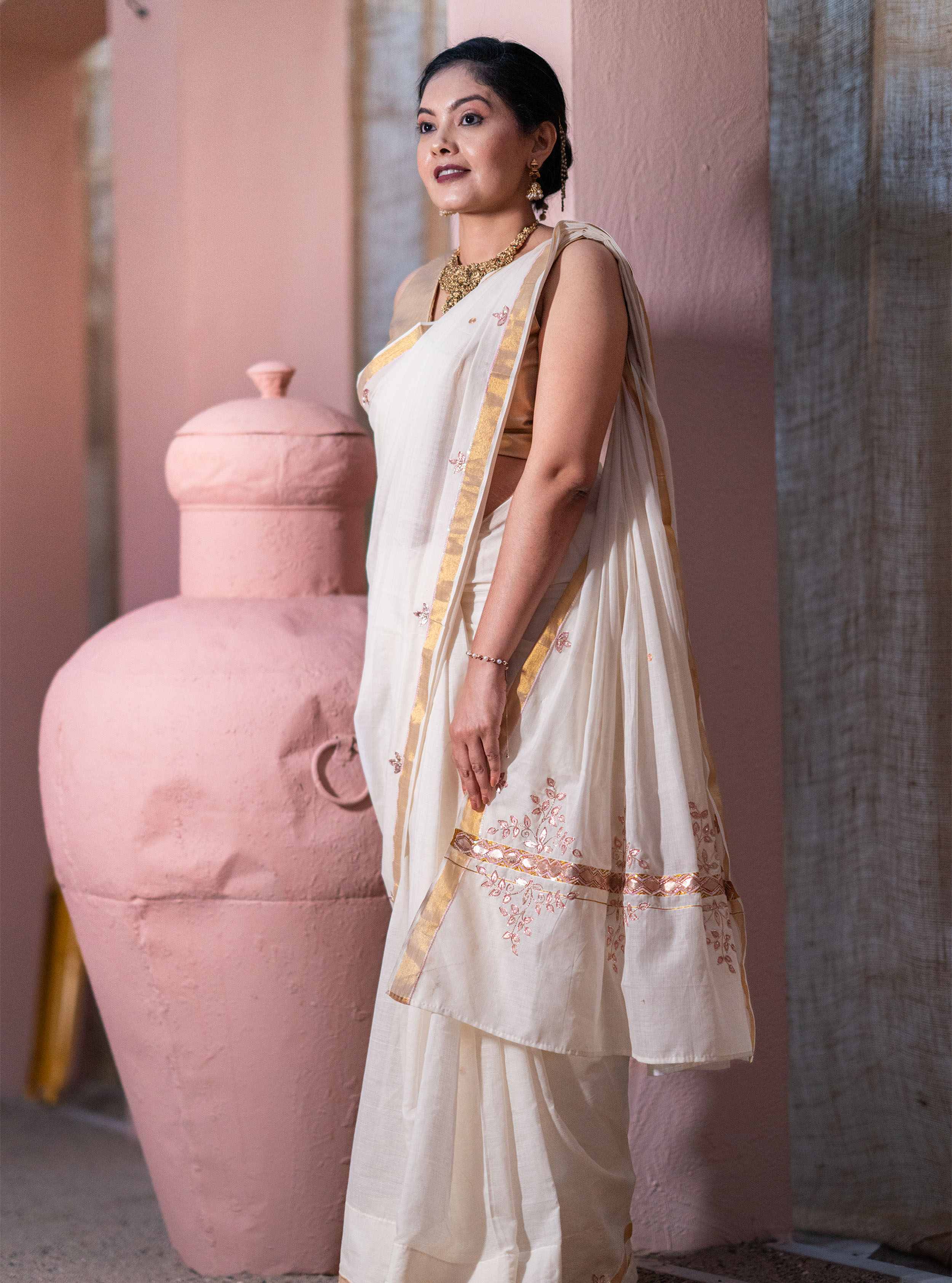 Anaya Hand-embroidered Cotton Saree