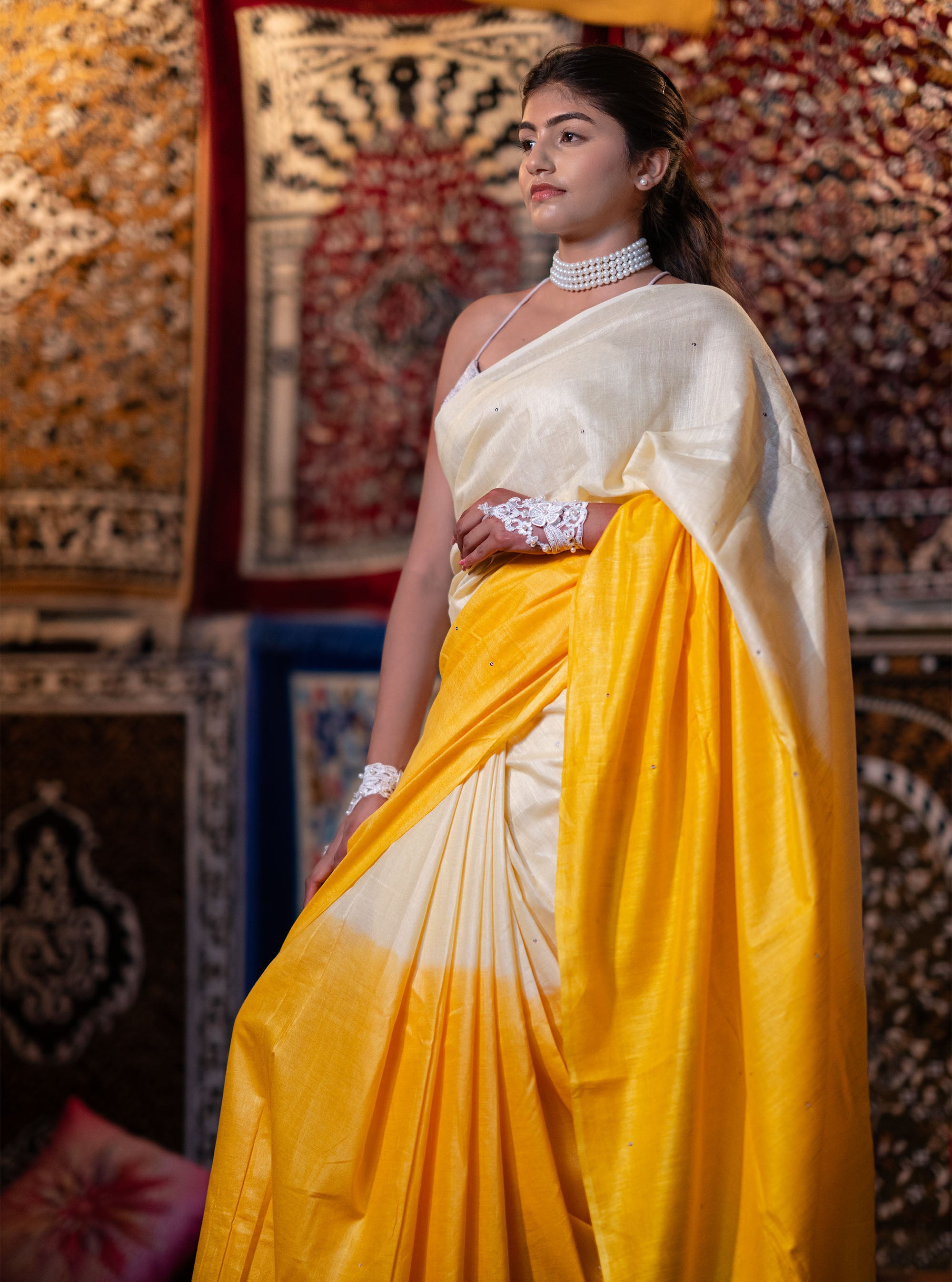 Prabha Hand-embroidered Tussar Silk