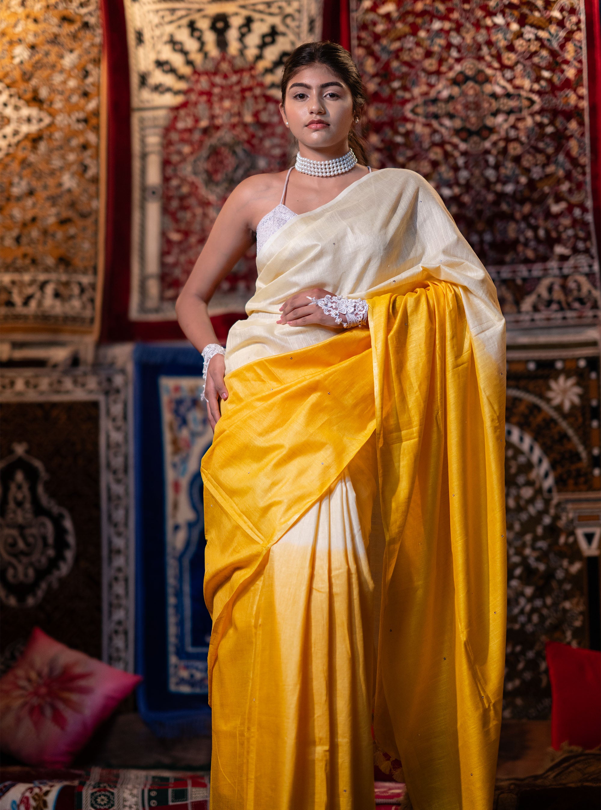Prabha Hand-embroidered Tussar Silk