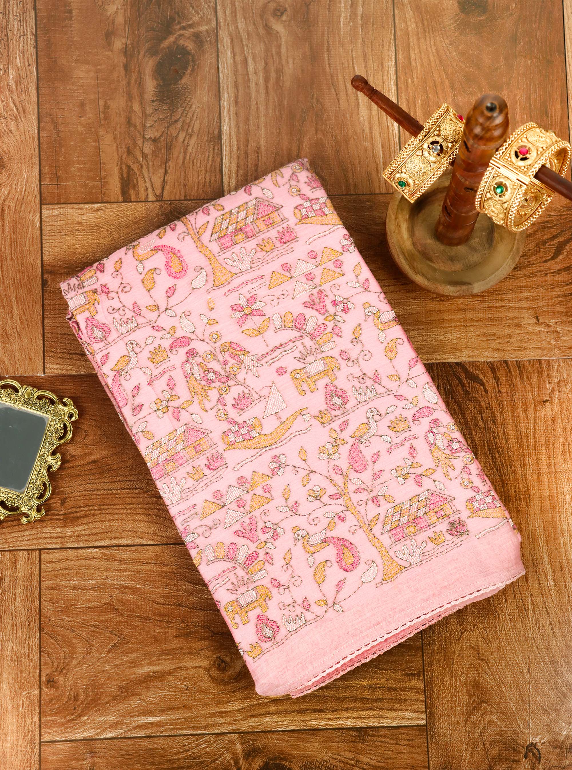 Pink Emb Mul Cotton