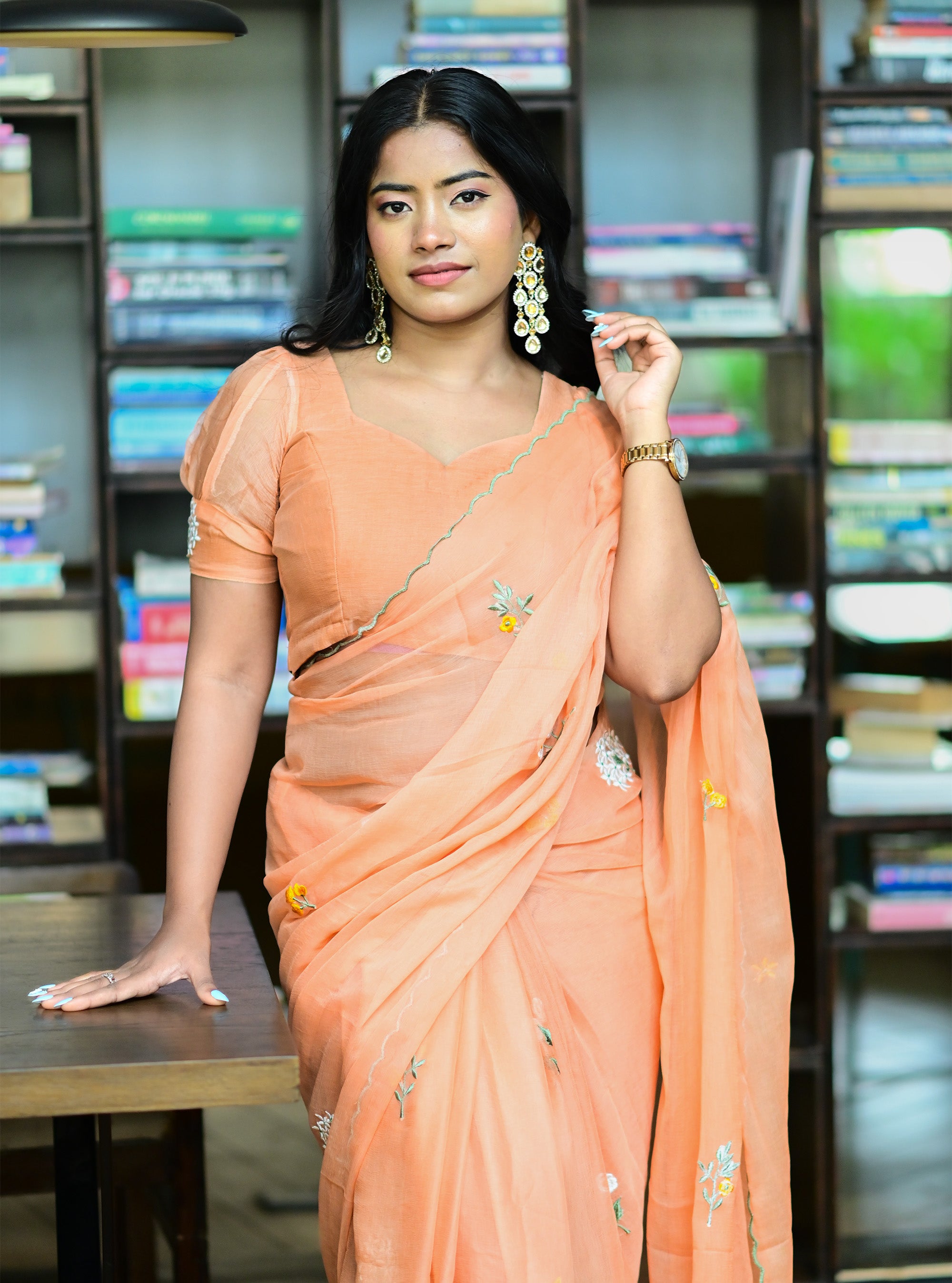 Aavya Embroidered Chiffon Saree