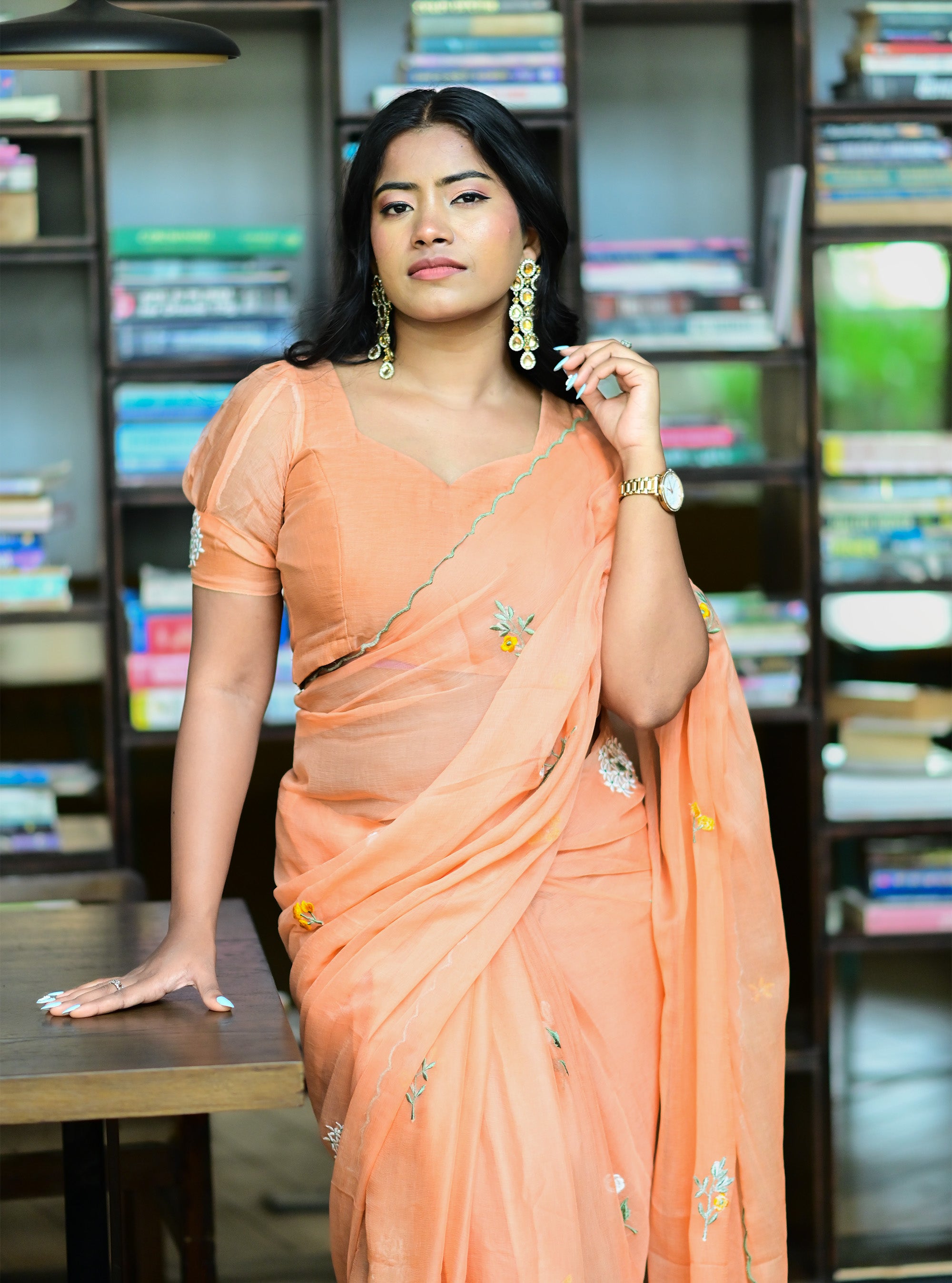 Aavya Embroidered Chiffon Saree